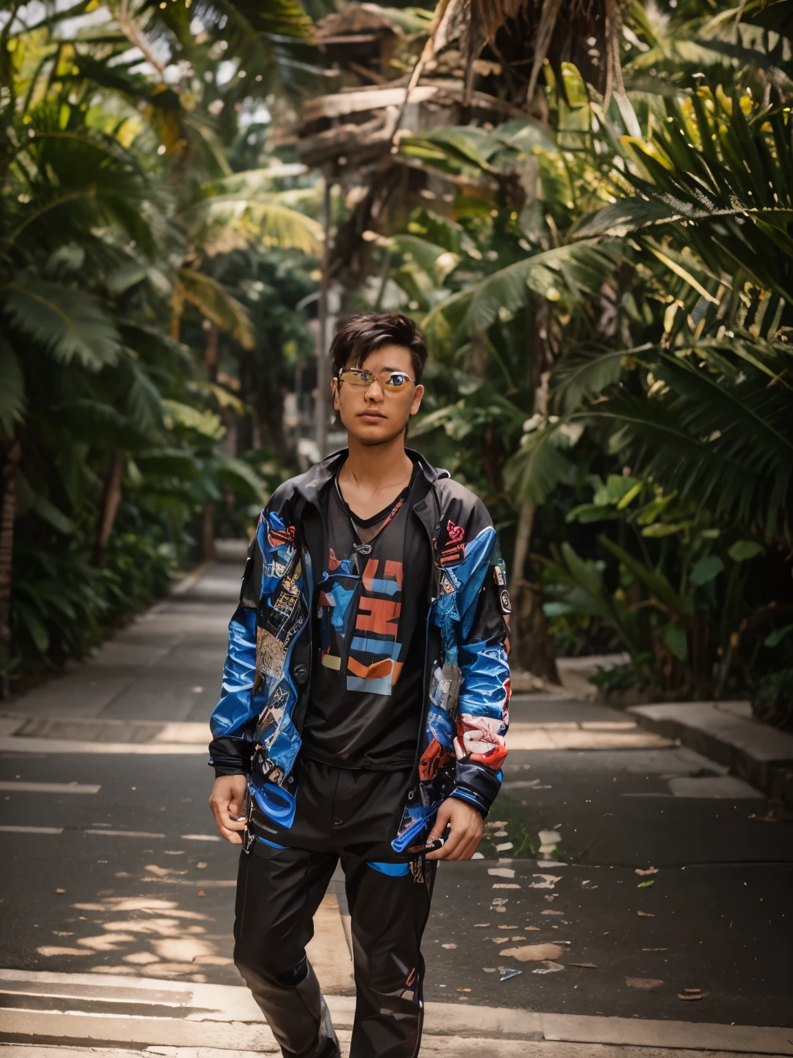 3d blander, high resolution, high detailed, colorful vibes, cinematography, use sunglasses cyberpunk, futuristc mecha suits, big sword at the back