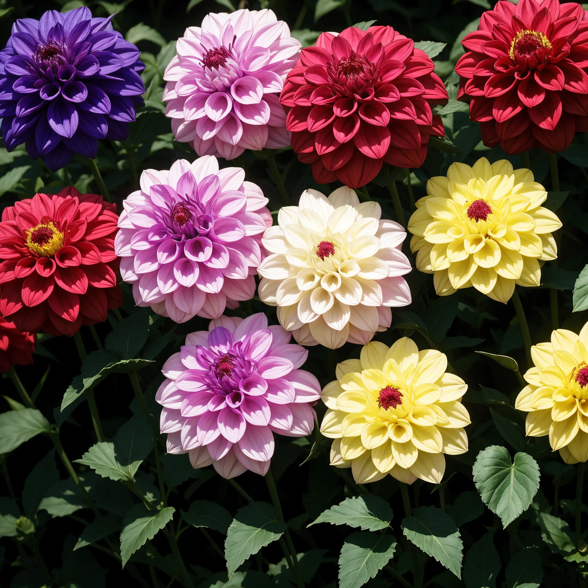 colorful long-stemmed dahlia flowers