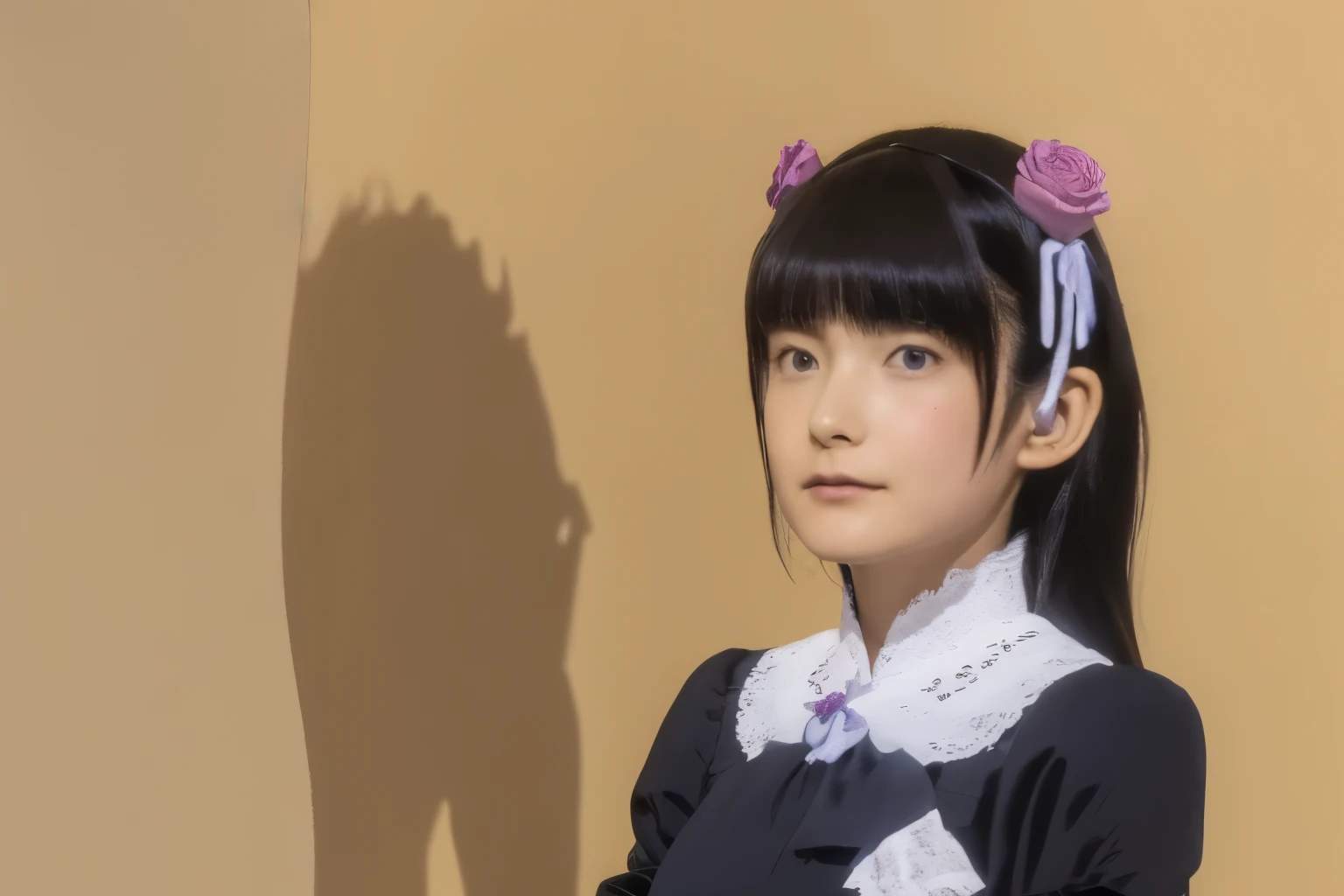 (Highly detailed CG Unity 8k wallpaper), (masterpiece), (highest quality), (super detailed), (Best Illustration), (best shadow), (disorganized), 1 girl, alone, ruri gokou, parted lips, realistic, japanese, hime cut, full body, gothic lolita, lolita fashion, headband, hime cut,