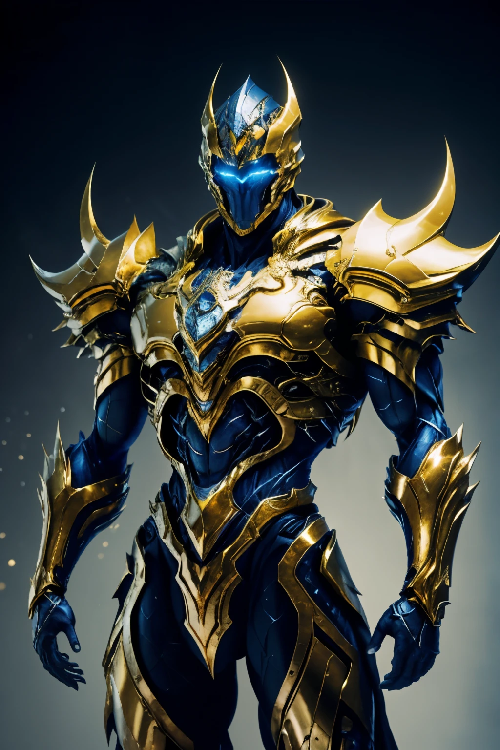 A man in a blue and yellow costume, embodying the spirit of interstellar comic book art, stands boldly with a golden cloak draped over his broad shoulders. His muscular form, rendered in realistic detail, shines with chrome-plated accents, a testament to the mono-ha and oshare kei aesthetics. His piercing eyes, reminiscent of the Argus C3 surveillance technology, gleam with an intensity that belies his calm demeanor. With one hand on his hip and the other pointed towards an imagined enemy, he assumes a dynamic pose, the play of light and shadow accentuating every line and curve on his body. This stunning piece, aw