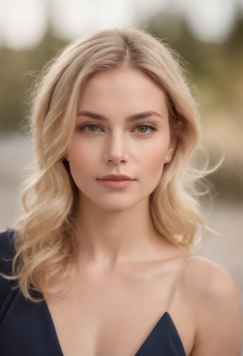 femme environ 28 ans, cheveux blonds naturels ondulé, yeux verts bleu distinctif  mince et gracieux,, beau,  mise au point ultra nette, tir réaliste, Les vêtements casual , couleur tétradique (cicatrice:1.4) machoire dessiné, nez droit