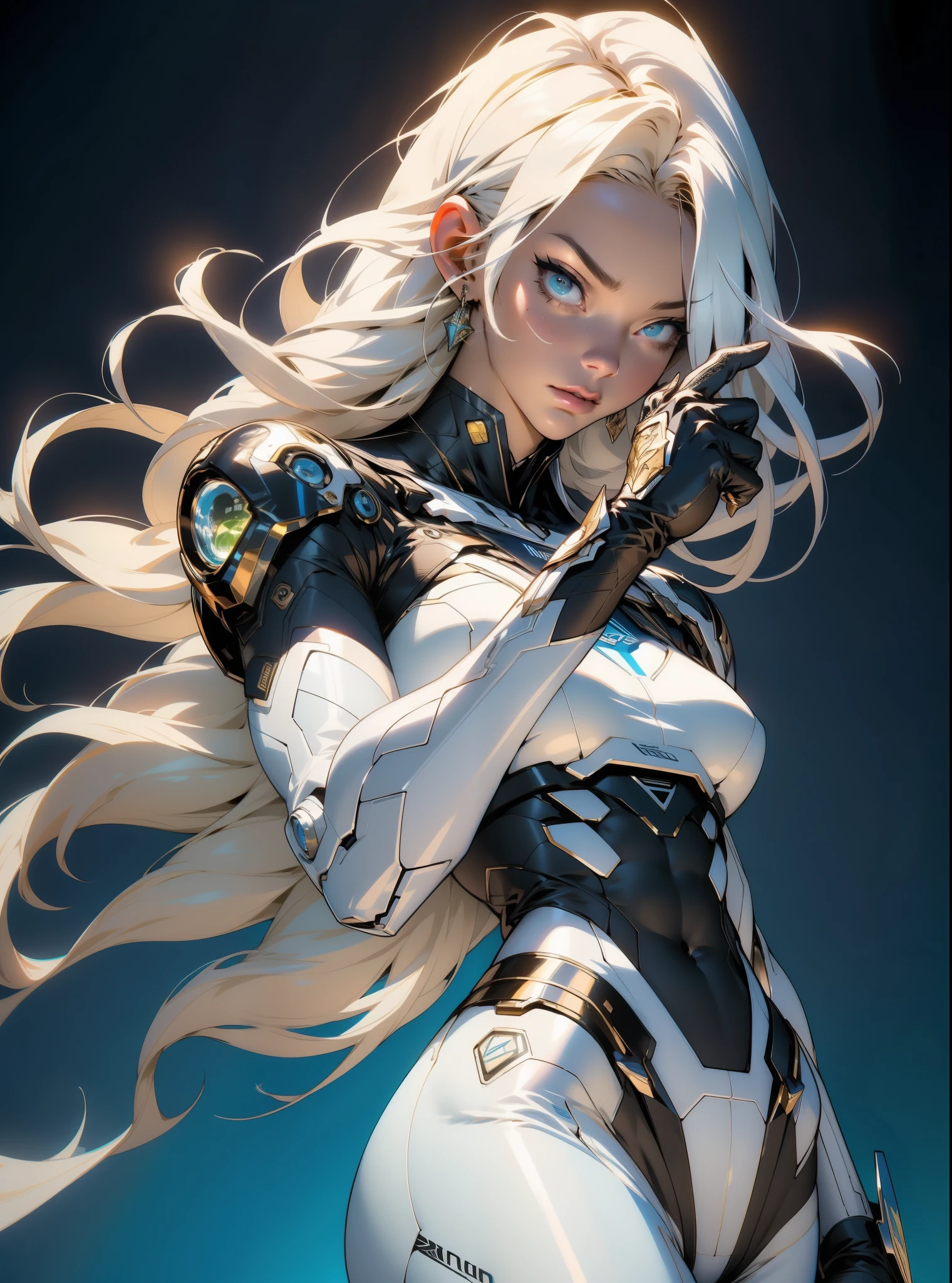 (((adult woman))), ((Best quality)), ((masterpiece)), (detailed: 1.4), (Absurd), warrior muscular adult woman of 35 years with micro thong in the style of Simon Bisley, perfect body, bare thighs, neckline, large breasts, blue 2-piece clothing, almost naked, long white hair, tattoo on the arms, cybernetic hand, pastel, centered, scale to fit the dimensions, HDR (High Dynamic Range), Ray Tracing,NVIDIA RTX,Super-Resolution,Unreal 5,Subsurface Dispersion, PBR Texture, Post-processing, Anisotropic Filtering, Depth of field, Maximum clarity and sharpness, Multilayer textures, Albedo and specular maps, Surface shading, Accurate simulation of light-material interaction, Perfect proportions, Octane Render, Two-tone lighting, Wide aperture, Low ISO, White balance, Rule of thirds, 8K RAW
