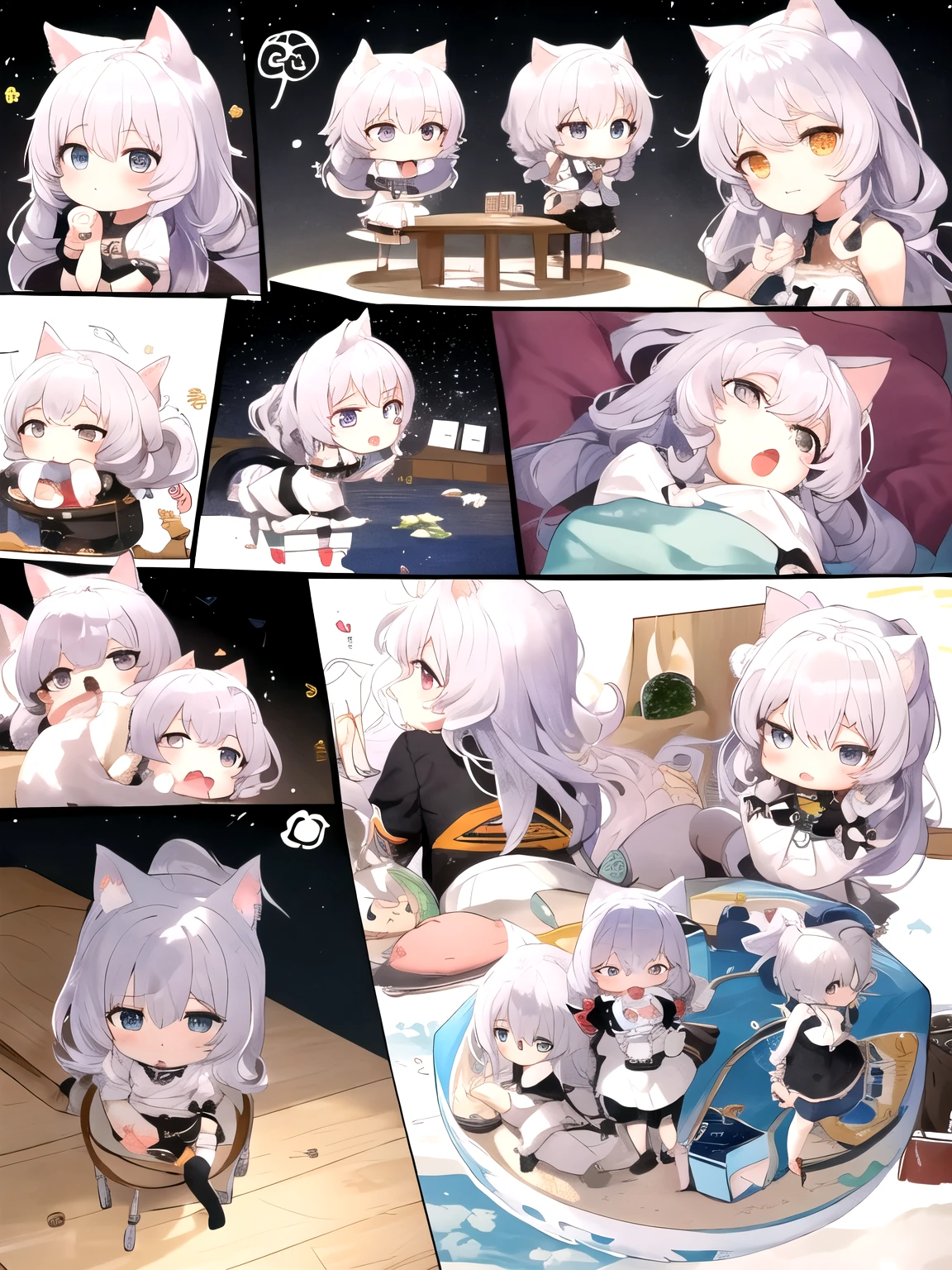 Anime - style pictures of two girls lying on a box on a box，There is a cat on it, Kantai collection style, 《azur lane》role, azur lane style, Pisif, by Kamagurka, from girls frontline, anime moe art style, A scene from the《azur lane》videogame, Pisif 3DCG, Kawasi, at pixiv, kancolle