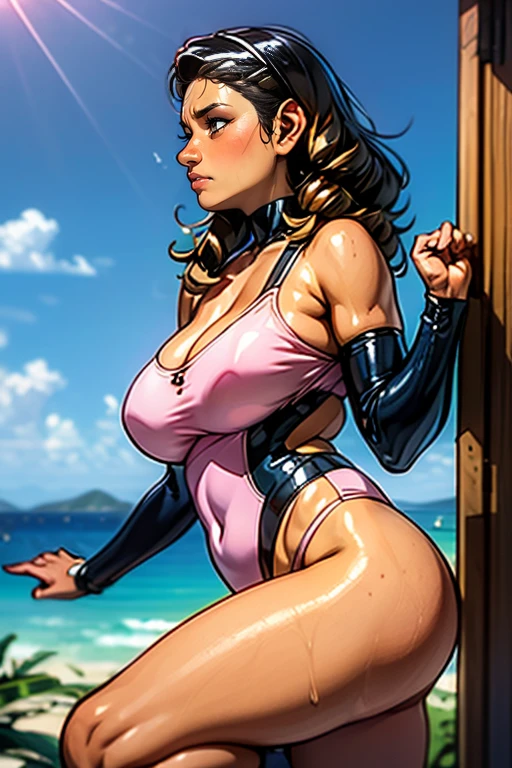 1girl, super heroe from another dimension, dynamic pose, looking far away, amazing woman
