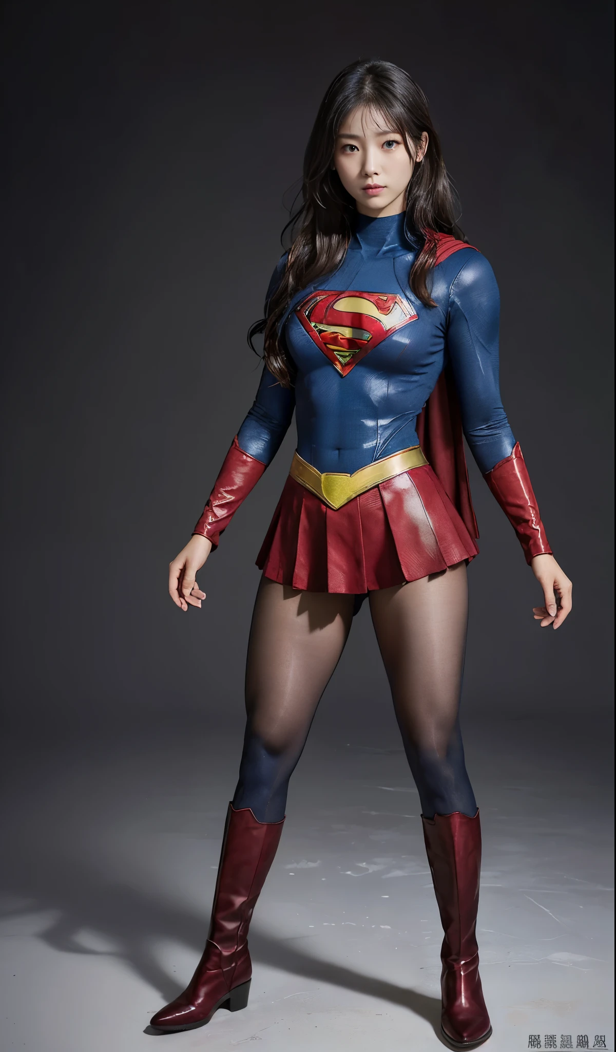 no background、(((Wear black tights on your beautiful legs.)))、(((Legally Express Your Suffering Beauty)))、((((Make the most of your original images)))、(((supergirl costume)))、(((beautiful hair)))、(((suffering)))、(((Black tights must be worn on the legs)))、(((must wear red boots)))、((best image quality、8K))、((highest quality、8K、masterpiece:1.3))、(((keep background )))、sharp focus:1.2、beautiful woman with perfect figure:1.4、thin abs:1.2、wet body:1.5、Highly detailed face and skin texture、8K