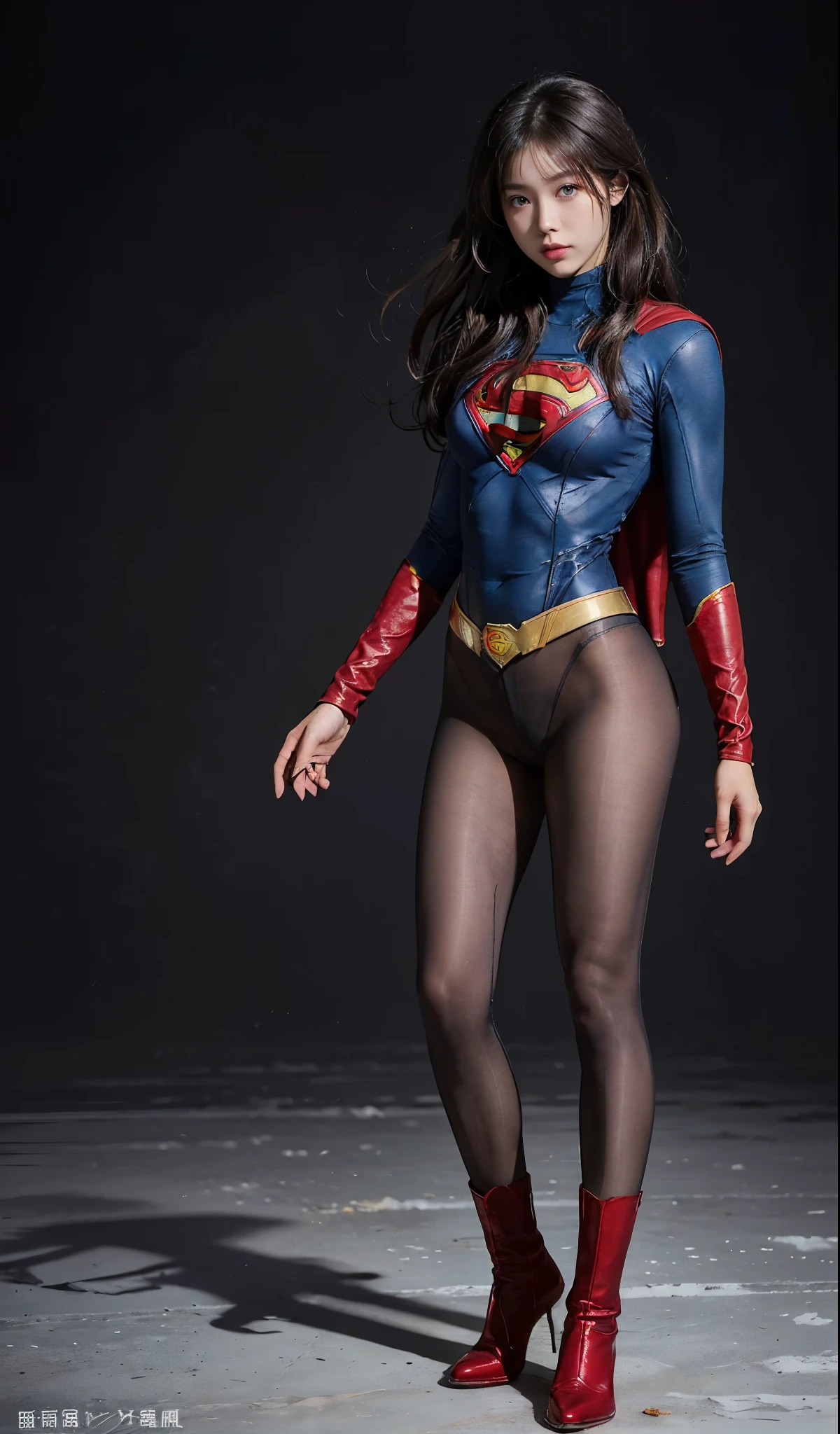 no background、(((Wear black tights on your beautiful legs.)))、(((Legally Express Your Suffering Beauty)))、((((Make the most of your original images)))、(((supergirl costume)))、(((beautiful hair)))、(((suffering)))、(((Black tights must be worn on the legs)))、(((must wear red boots)))、((best image quality、8K))、((highest quality、8K、masterpiece:1.3))、(((keep background )))、sharp focus:1.2、beautiful woman with perfect figure:1.4、thin abs:1.2、wet body:1.5、Highly detailed face and skin texture、8K