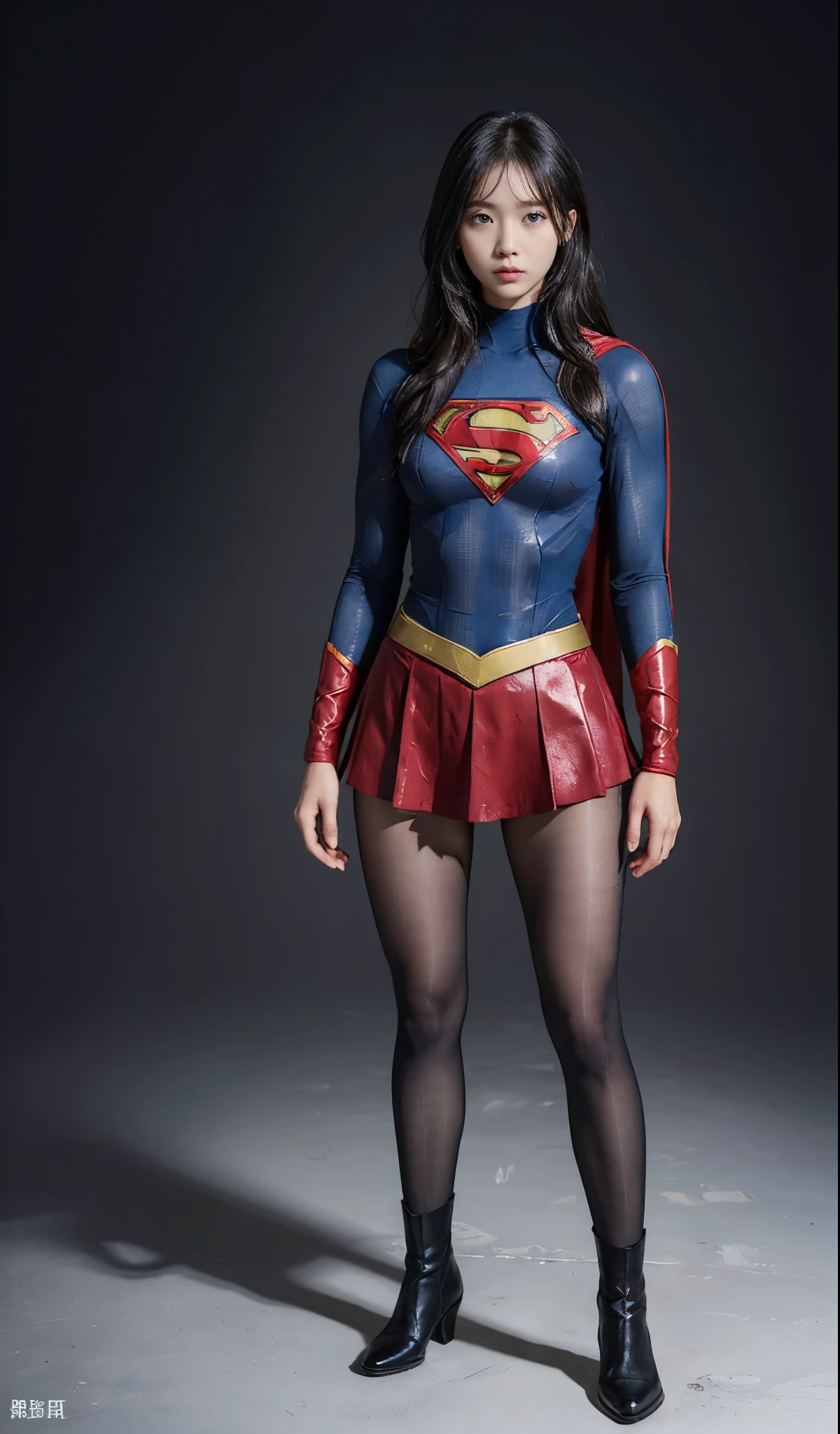 no background、(((Wear black tights on your beautiful legs.)))、(((Legally Express Your Suffering Beauty)))、((((Make the most of your original images)))、(((supergirl costume)))、(((beautiful hair)))、(((suffering)))、(((Black tights must be worn on the legs)))、(((must wear red boots)))、((best image quality、8K))、((highest quality、8K、masterpiece:1.3))、(((keep background )))、sharp focus:1.2、beautiful woman with perfect figure:1.4、thin abs:1.2、wet body:1.5、Highly detailed face and skin texture、8K