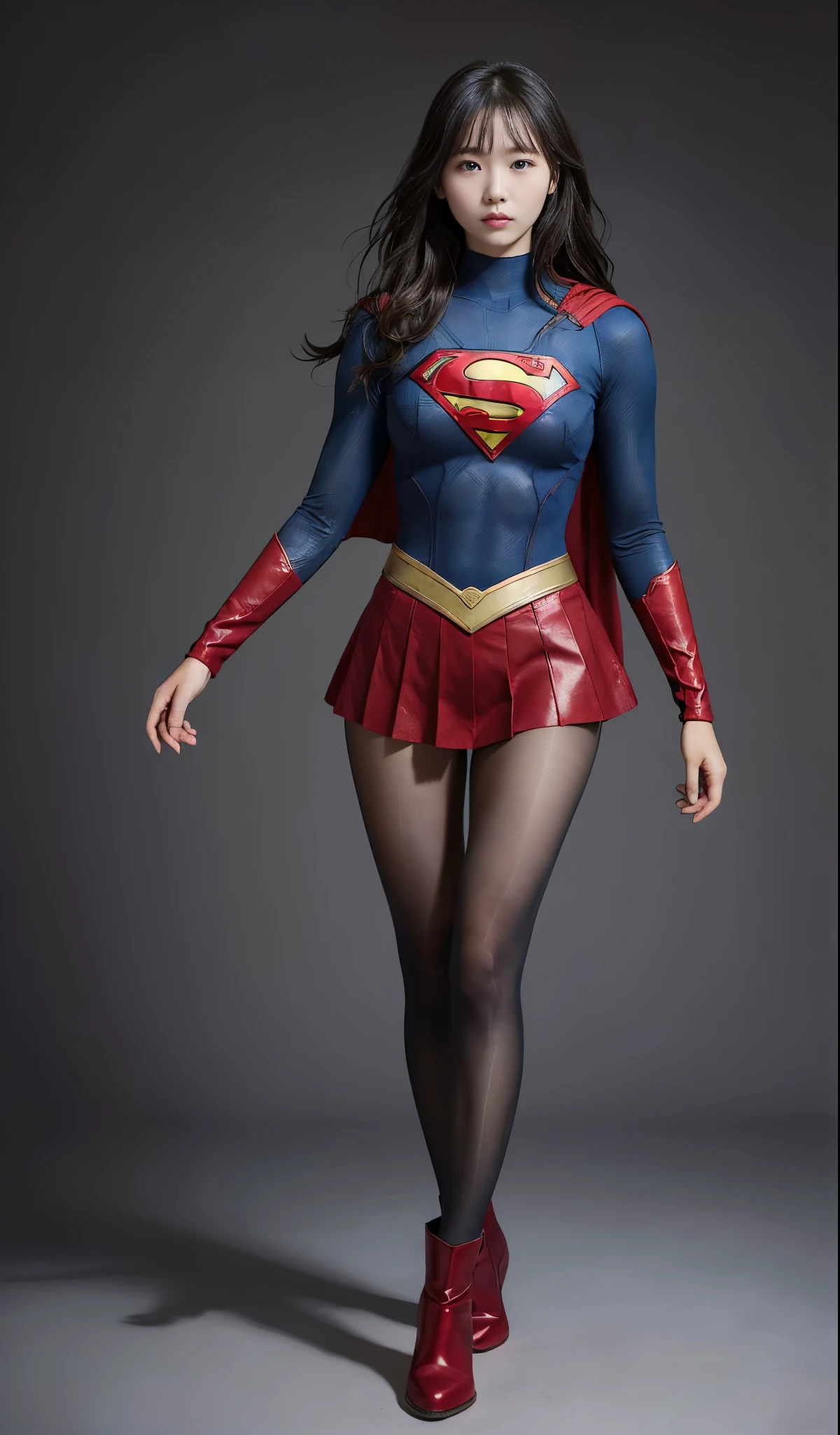 no background、(((Wear black tights on your beautiful legs.)))、(((Legally Express Your Suffering Beauty)))、((((Make the most of your original images)))、(((supergirl costume)))、(((beautiful hair)))、(((suffering)))、(((Black tights must be worn on the legs)))、(((must wear red boots)))、((best image quality、8K))、((highest quality、8K、masterpiece:1.3))、(((keep background )))、sharp focus:1.2、beautiful woman with perfect figure:1.4、thin abs:1.2、wet body:1.5、Highly detailed face and skin texture、8K