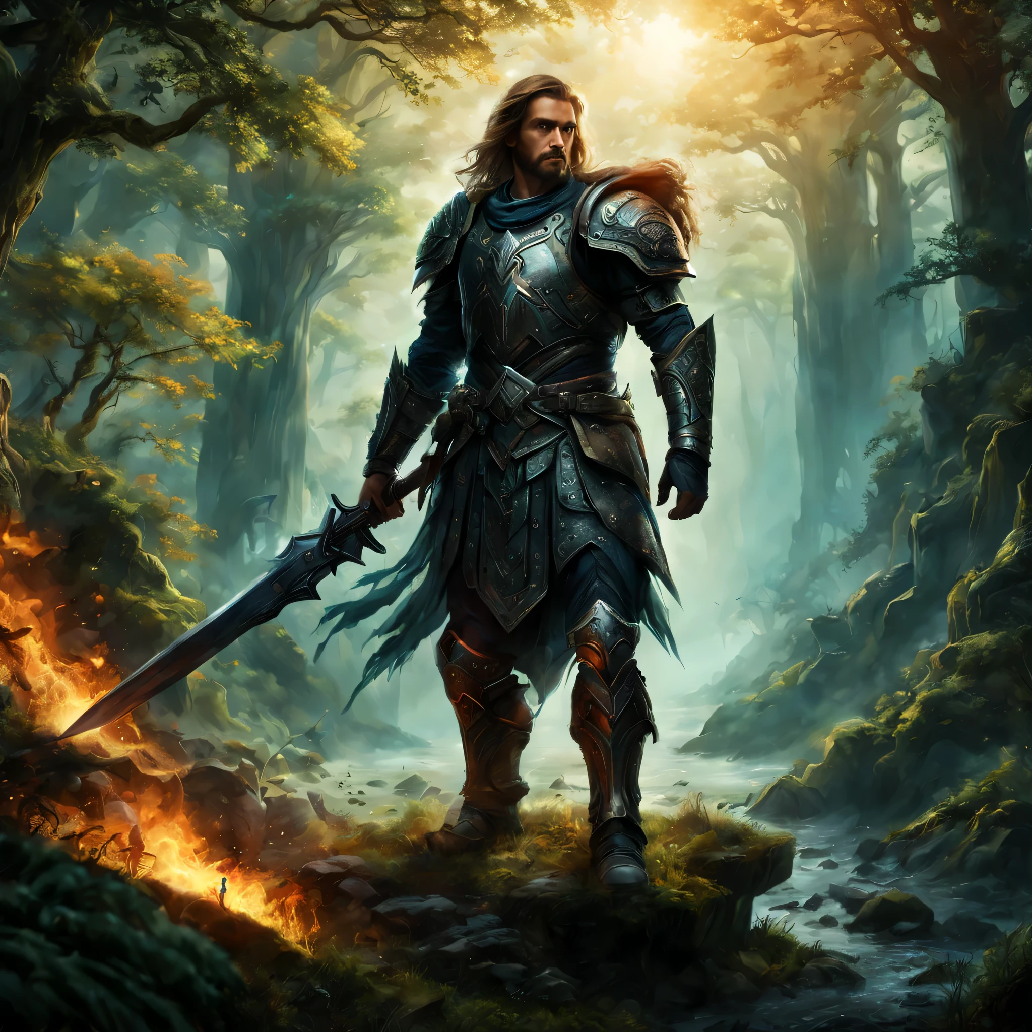 (best quality,4k,8k,highres,masterpiece:1.2),a warrior from an unknown realm,ancient warriors in a mystical land,elegant armor and weapon,otherworldly hero,courageous protagonist,heroic stance,unearthly power,sword of destiny,mythical creatures lurking in the shadows,spellbinding atmosphere,enchanted forest,hidden ruins of an ancient civilization,magical artifacts,hero facing adversity,brave heart and fearless soul,world with vibrant colors and vivid details,impressive lighting and shadows,epic battles against evil forces,ethereal beauty in the midst of chaos,awe-inspiring landscapes with breathtaking views,hero on a quest to save the world,unforgettable journey to the unknown,unique and captivating story,grandiose and majestic.