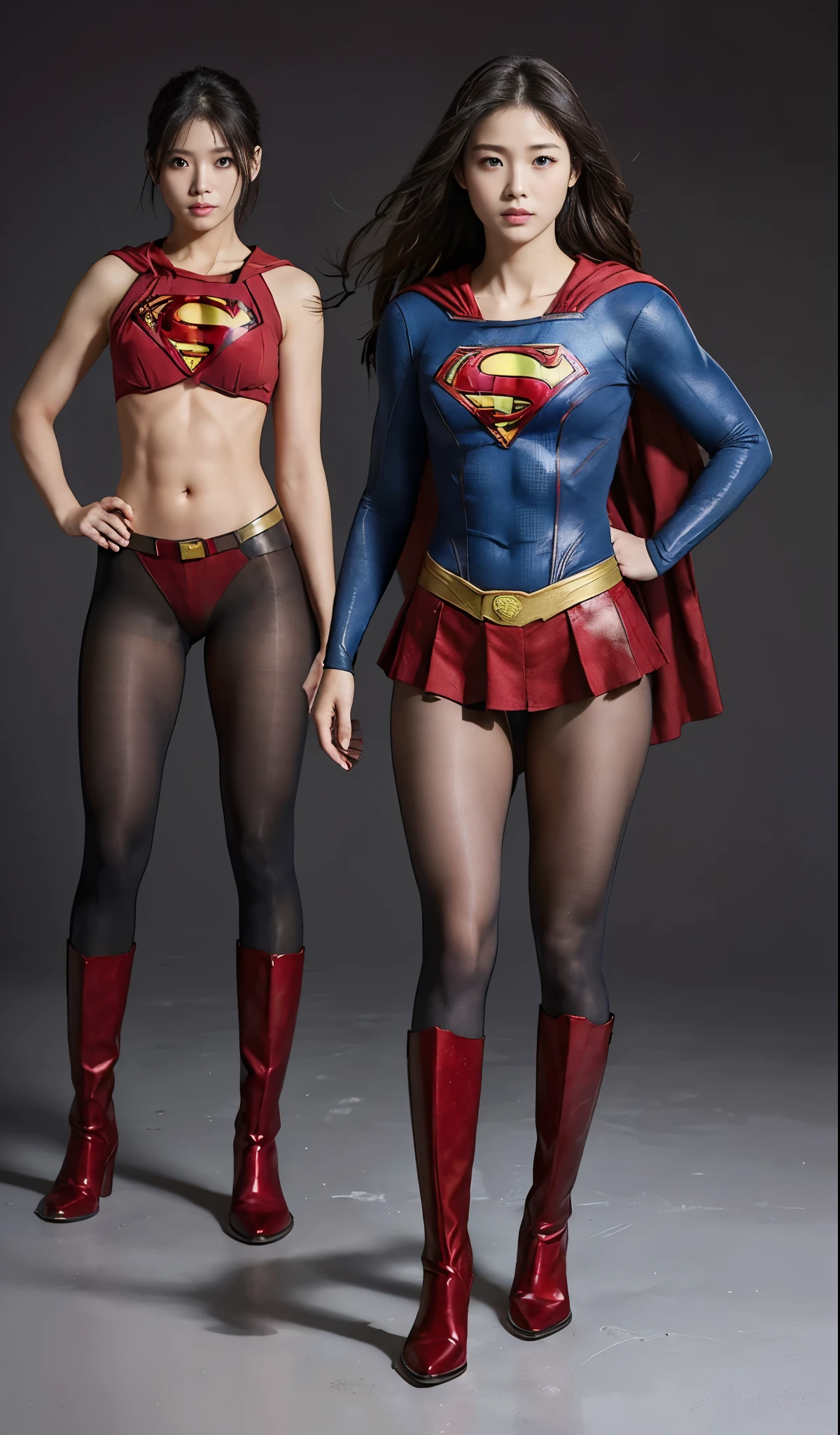 no background、(((Wear black tights on your beautiful legs.)))、(((Legally Express Your Suffering Beauty)))、((((Make the most of your original images)))、(((supergirl costume)))、(((beautiful hair)))、(((suffering)))、(((Black tights must be worn on the legs)))、(((must wear red boots)))、((best image quality、8K))、((highest quality、8K、masterpiece:1.3))、(((keep background )))、sharp focus:1.2、beautiful woman with perfect figure:1.4、thin abs:1.2、wet body:1.5、Highly detailed face and skin texture、8K