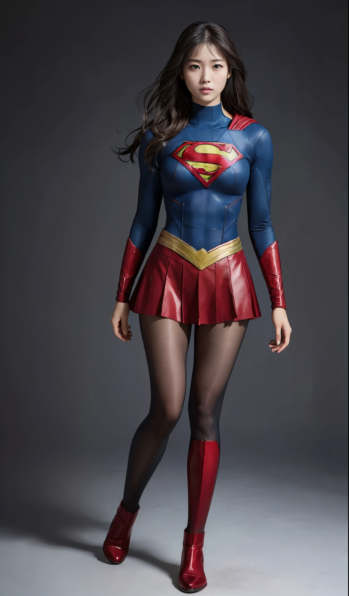 no background、(((Wear black tights on your beautiful legs.)))、(((Legally Express Your Suffering Beauty)))、((((Make the most of your original images)))、(((supergirl costume)))、(((beautiful hair)))、(((suffering)))、(((Black tights must be worn on the legs)))、(((must wear red boots)))、((best image quality、8K))、((highest quality、8K、masterpiece:1.3))、(((keep background )))、sharp focus:1.2、beautiful woman with perfect figure:1.4、thin abs:1.2、wet body:1.5、Highly detailed face and skin texture、8K