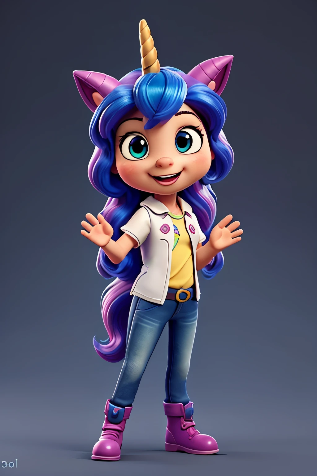 cartoon unicorn with blue hair and a black horn, (((waving))) unicorn, white unicorn, unicorn from the tusk movie, blue unicorn, a unicorn, 3 d cavalo pet shop, unicorns, unicorn horn, bonitinho digital art, bonitinho 3 d render, bonitinho cartoon character, Chibi, bonitinho character, personagem toonix, anthropomorphic mare, my little Pony, bonitinho (((movimento)))
