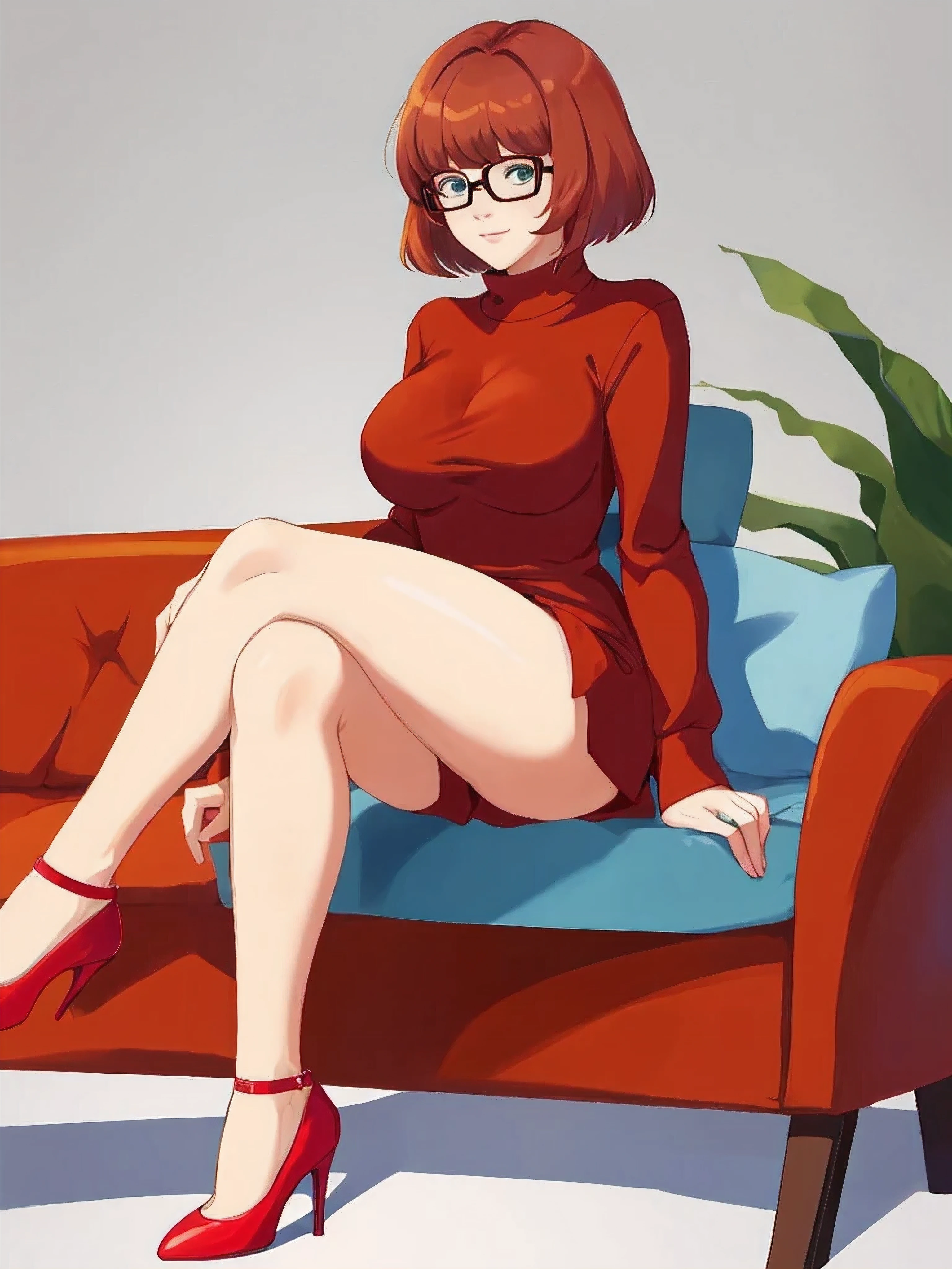 Velma Dinkley, piernas, muslos, session, crossed piernas, tacones altos