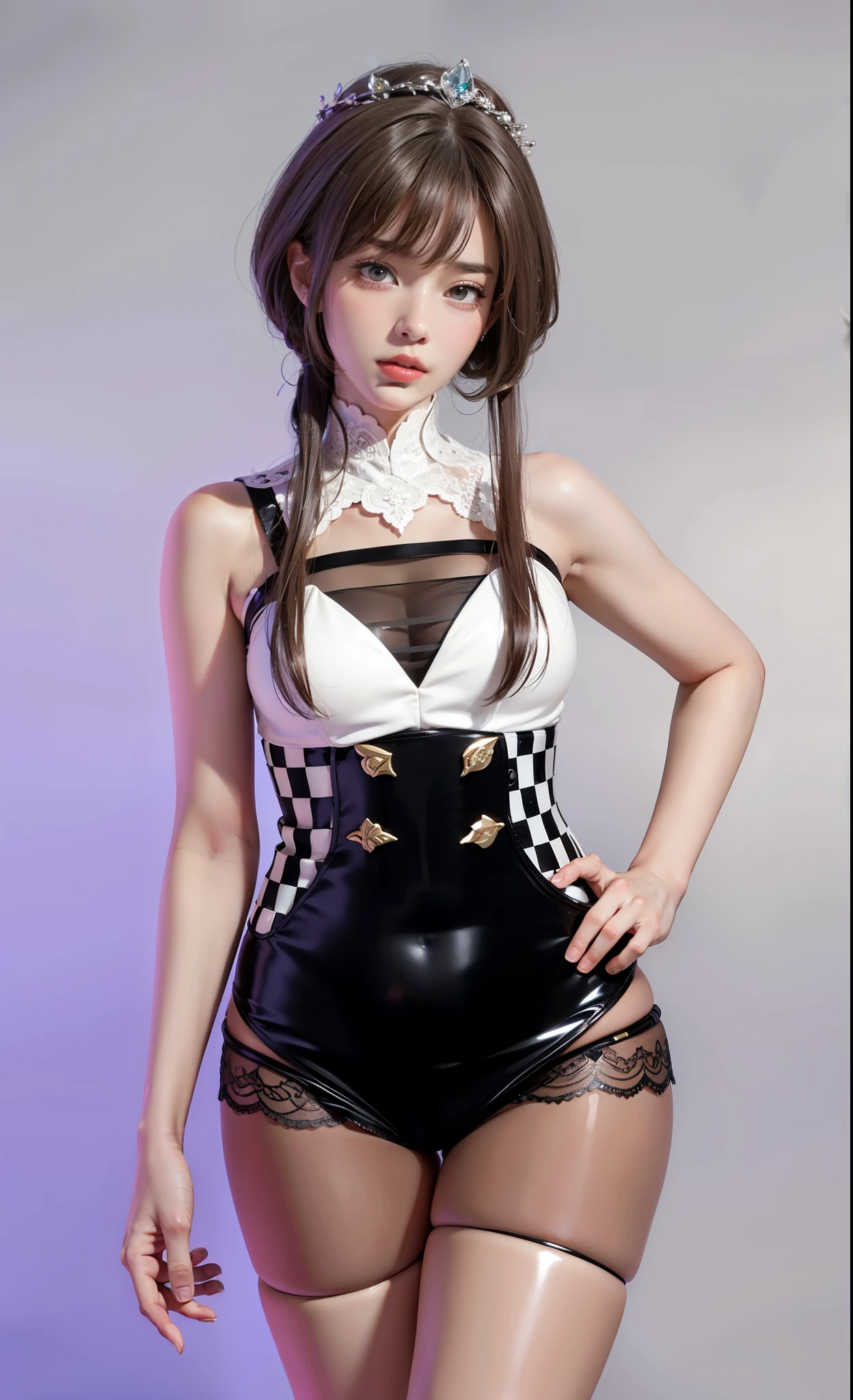 Royal sister,Delicate Frost Queen,put the crown on your head,mature body,tall figure,number,Leg length,4k,HD,translucent lace,白皙plump figure,pretty face,Little cherry mouth,beautiful and delicious(3D royal sister),plump figure,gloss gel coat,gorgeously dressed queen,Gem Diamond Crown,Holy Angel Armor,