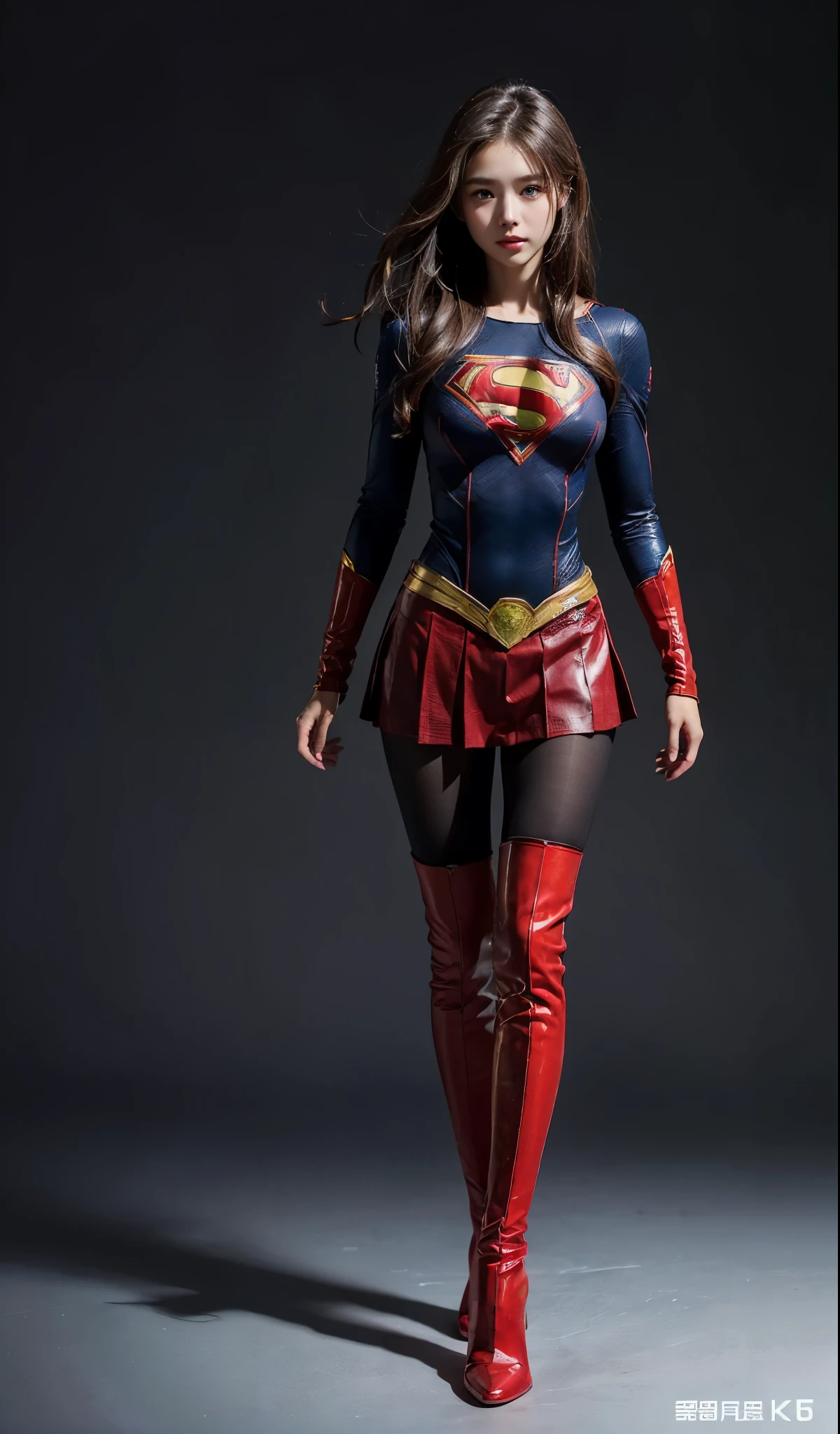 no background、(((Wear black tights on your beautiful legs.)))、(((Legally Express Your Suffering Beauty)))、((((Make the most of your original images)))、(((supergirl costume)))、(((beautiful hair)))、(((suffering)))、(((Black tights must be worn on the legs)))、(((must wear red boots)))、((best image quality、8K))、((highest quality、8K、masterpiece:1.3))、(((keep background )))、sharp focus:1.2、beautiful woman with perfect figure:1.4、thin abs:1.2、wet body:1.5、Highly detailed face and skin texture、8K