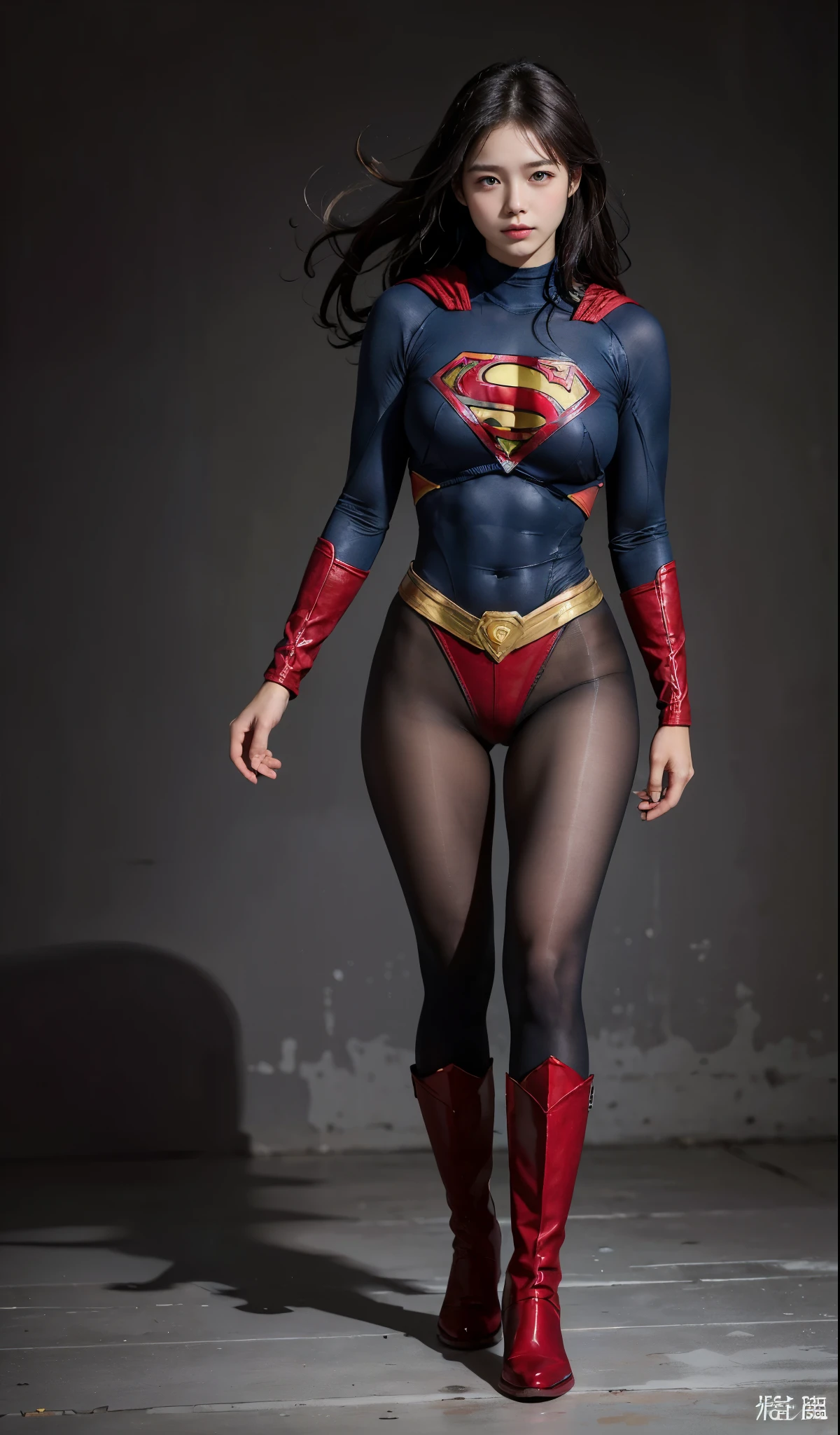 no background、(((Wear black tights on your beautiful legs.)))、(((Legally Express Your Suffering Beauty)))、((((Make the most of your original images)))、(((supergirl costume)))、(((beautiful hair)))、(((suffering)))、(((Black tights must be worn on the legs)))、(((must wear red boots)))、((best image quality、8K))、((highest quality、8K、masterpiece:1.3))、(((keep background )))、sharp focus:1.2、beautiful woman with perfect figure:1.4、thin abs:1.2、wet body:1.5、Highly detailed face and skin texture、8K