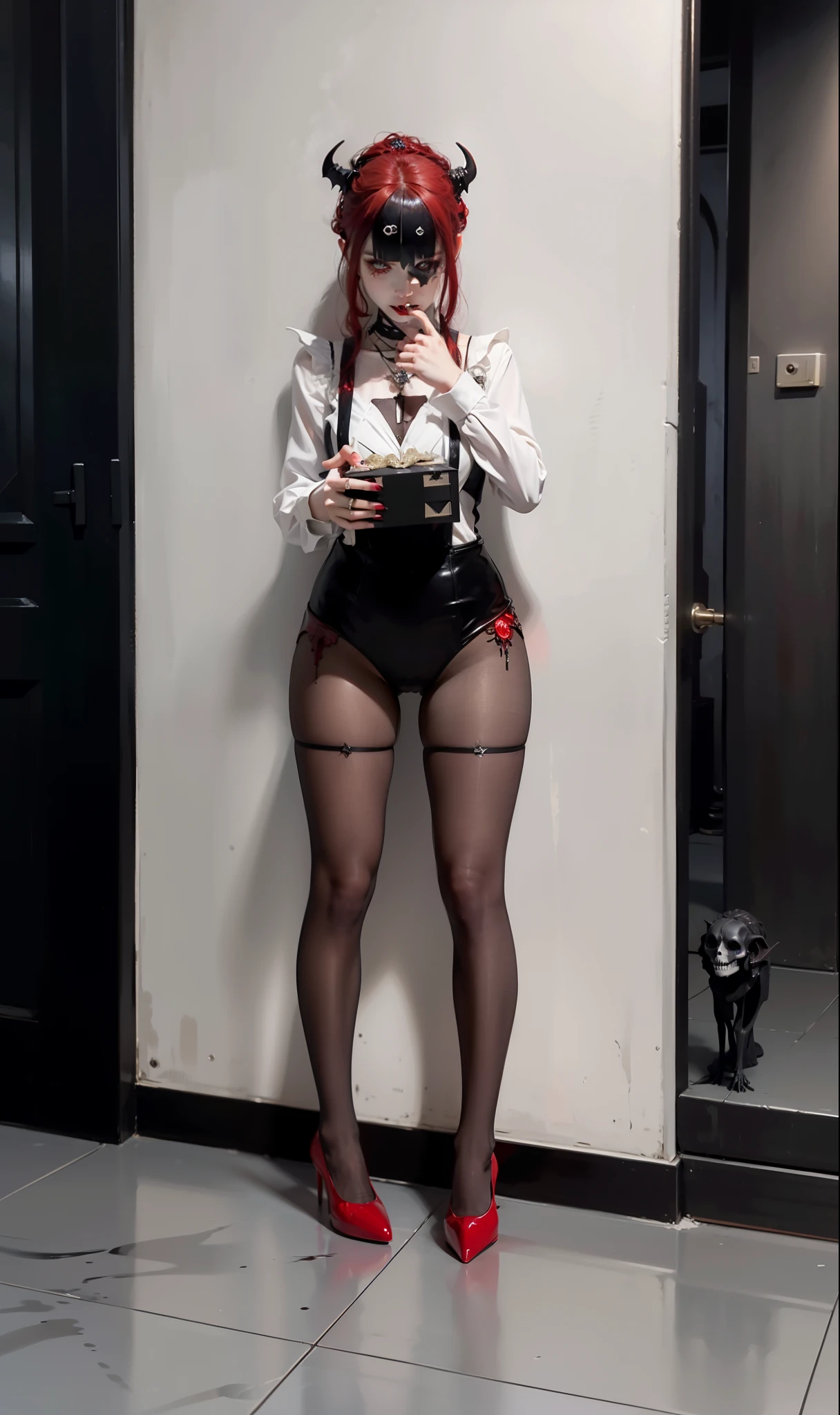 Cold Queen，box full of swords images, wing, succubus theme，fallen angel，Excellent，scary，secret horror，tentacle，have eyes，uncanny valley effect，little beast blood moon，skull skeleton，vampire，Hellfire，Demon Queen，Ultimate Dark Armor，High heel，Suspender red pantyhose