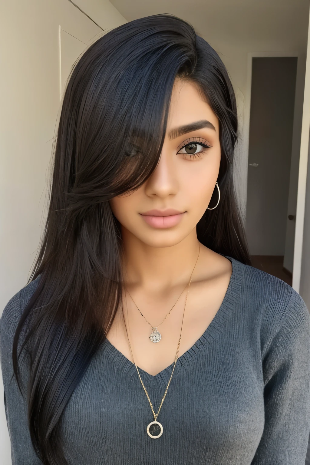1 garota em, 19 anos, Sozinho, cabelo longo, Seios colossais, olhando para o espectador, cabelo loiro, Ombros nus, olhos castanhos, jewelry, Corpo todo, um colar, fora dos ombros, Sweaters, Realista, Uma sexy