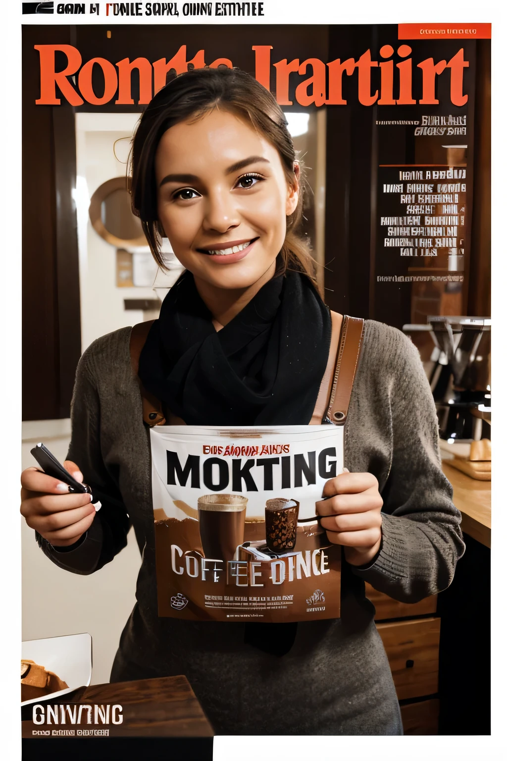 Marketing, Coffee, Brand Awareness, warm,friendly,inviting, magazine cover, Creative Composition, decal, no hands