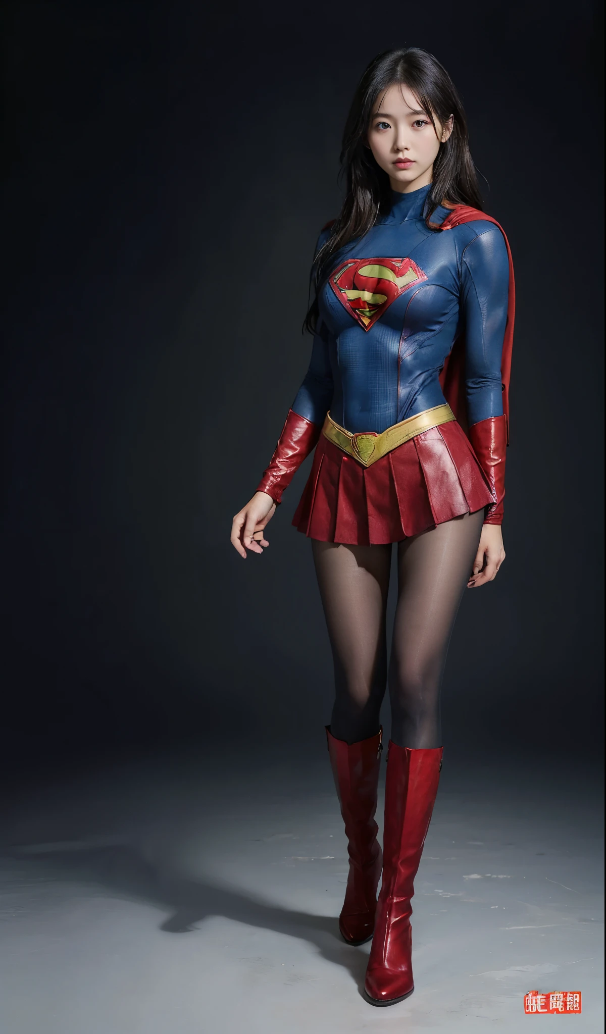 no background、(((Wear black tights on your beautiful legs.)))、(((Legally Express Your Suffering Beauty)))、((((Make the most of your original images)))、(((supergirl costume)))、(((beautiful hair)))、(((suffering)))、(((Black tights must be worn on the legs)))、(((must wear red boots)))、((best image quality、8K))、((highest quality、8K、masterpiece:1.3))、(((keep background )))、sharp focus:1.2、beautiful woman with perfect figure:1.4、thin abs:1.2、wet body:1.5、Highly detailed face and skin texture、8K