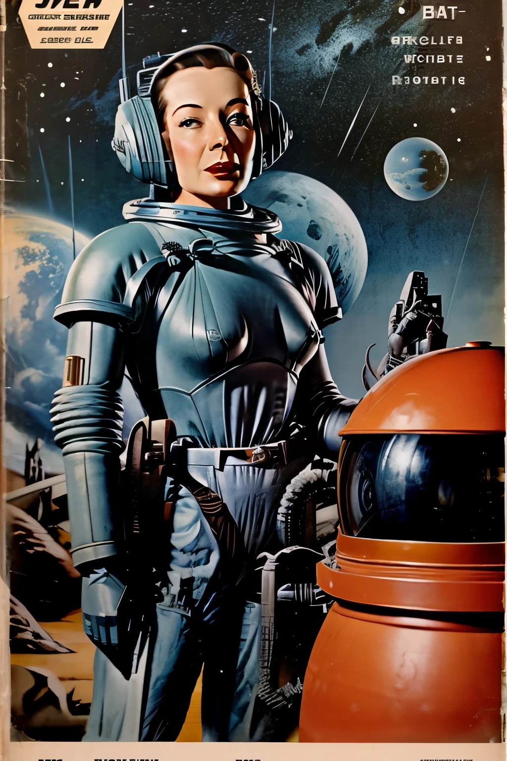 cover of an old space science fiction pulp book from the 1940s included a Robot