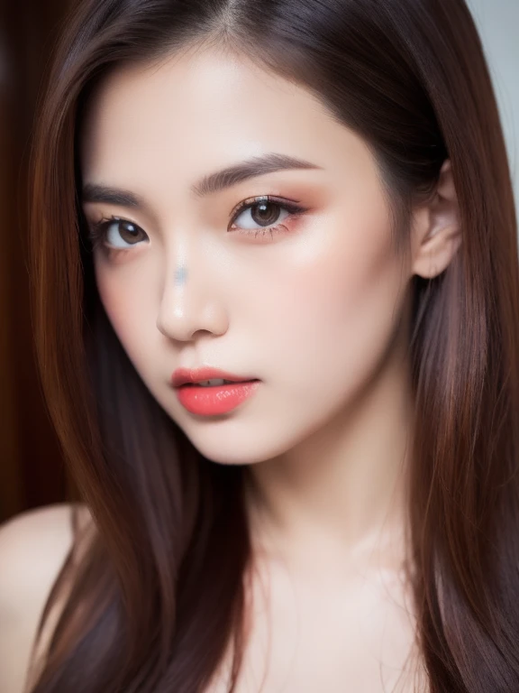 (realistic、masterpiece、Best Quality、8K、highres、high resolution:1.3)、1 girl、Big breasts、white bikini、looking at viewers、super fine face and eyes、long hair、 upper body、