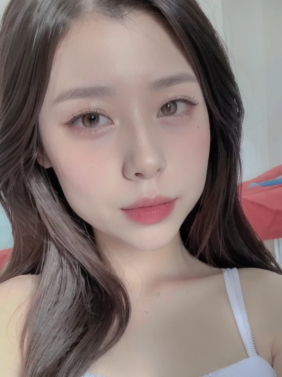 (realistic、masterpiece、Best Quality、8K、highres、high resolution:1.3)、1 girl、Huge breasts、white bikini、looking at viewers、super fine face and eyes、long hair、 upper body、