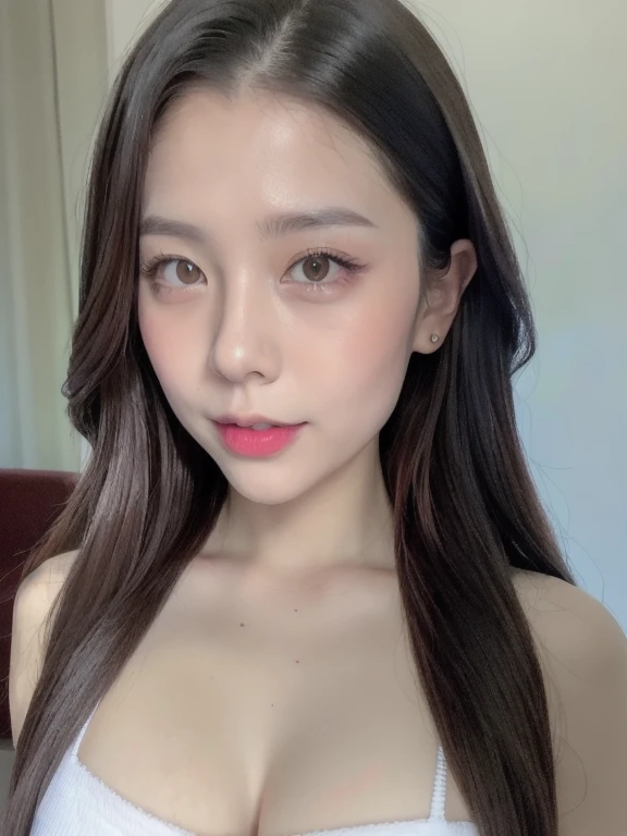 (realistic、masterpiece、Best Quality、8K、highres、high resolution:1.3)、1 girl、Huge breasts、white bikini、looking at viewers、super fine face and eyes、long hair、 upper body、