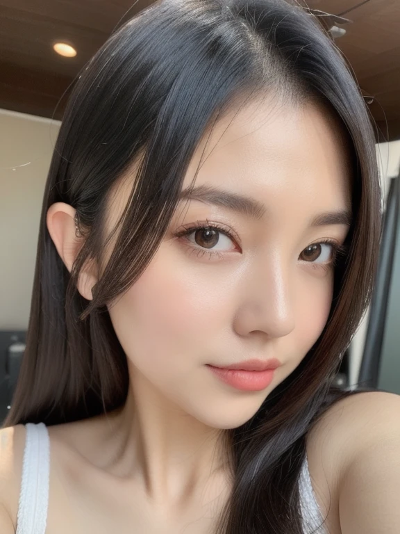 (realistic、masterpiece、Best Quality、8K、highres、high resolution:1.3)、1 girl、Gigantic breasts、white bikini、looking at viewers、super fine face and eyes、long hair、 upper body、
