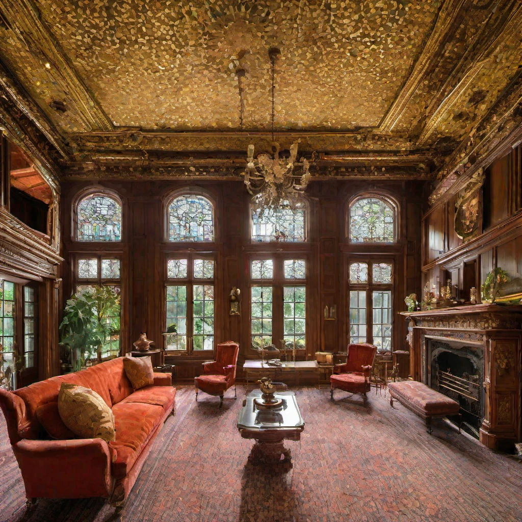 (masterpiece, best quality:1.2), The interior of the old Victorian house is just as impressive, with high ceilings, spacious rooms, and a wide variety of decorative elements. The walls are often adorned with intricate wallpaper or paneling, while the floors are typically covered with wide plank hardwood or elaborate tile work. The fireplace, typically a focal point of the room, is often made from stone or brick and is accented with carved wood mantels and ornate fireboxes. Furniture and decor reflect the era, with dark wood pieces, velvet upholstery, and abundance of brass and crystal accents.