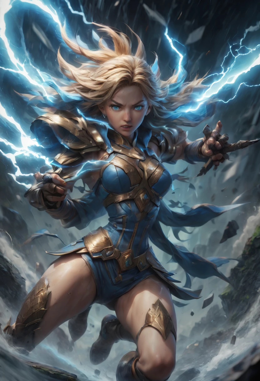 Hero of Another World, Weapon, thunder current, Motion Blur, best composition, (best quality, masterpiece, Representative work, official art, Professional, Ultra intricate detailed, 8k)