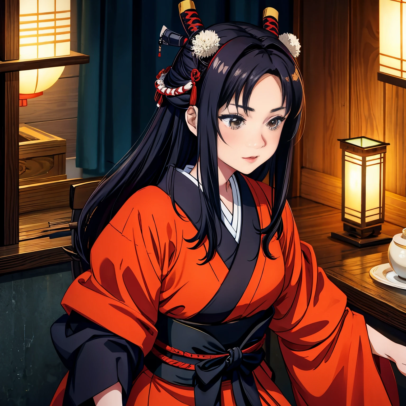 girl in the edo period,samurai,Delighted