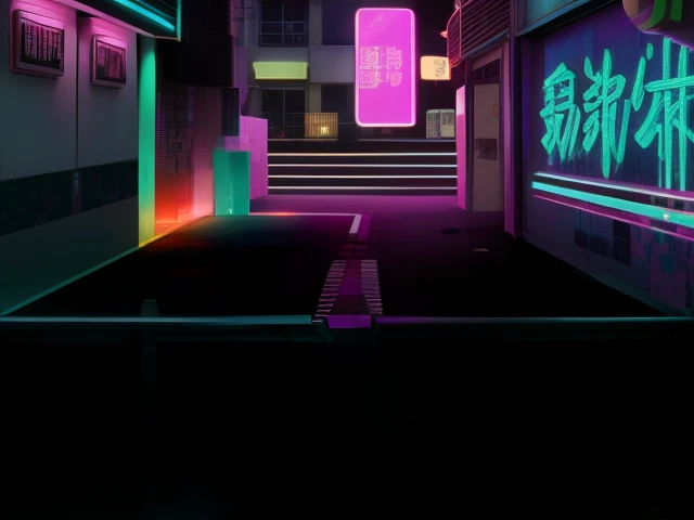 vaporwave mansion, neon basement,vaporwave lighting, vaporwave lighting style, vaporwave!, vaporwave city, cyberpunk vaporwave, Neon atmosphere, ,reality,Realistic,Extreme chromatic aberration,fluorescent paint,rainy street,小alley,alley,alley里有一个垃圾桶,破旧的alley,Graffiti