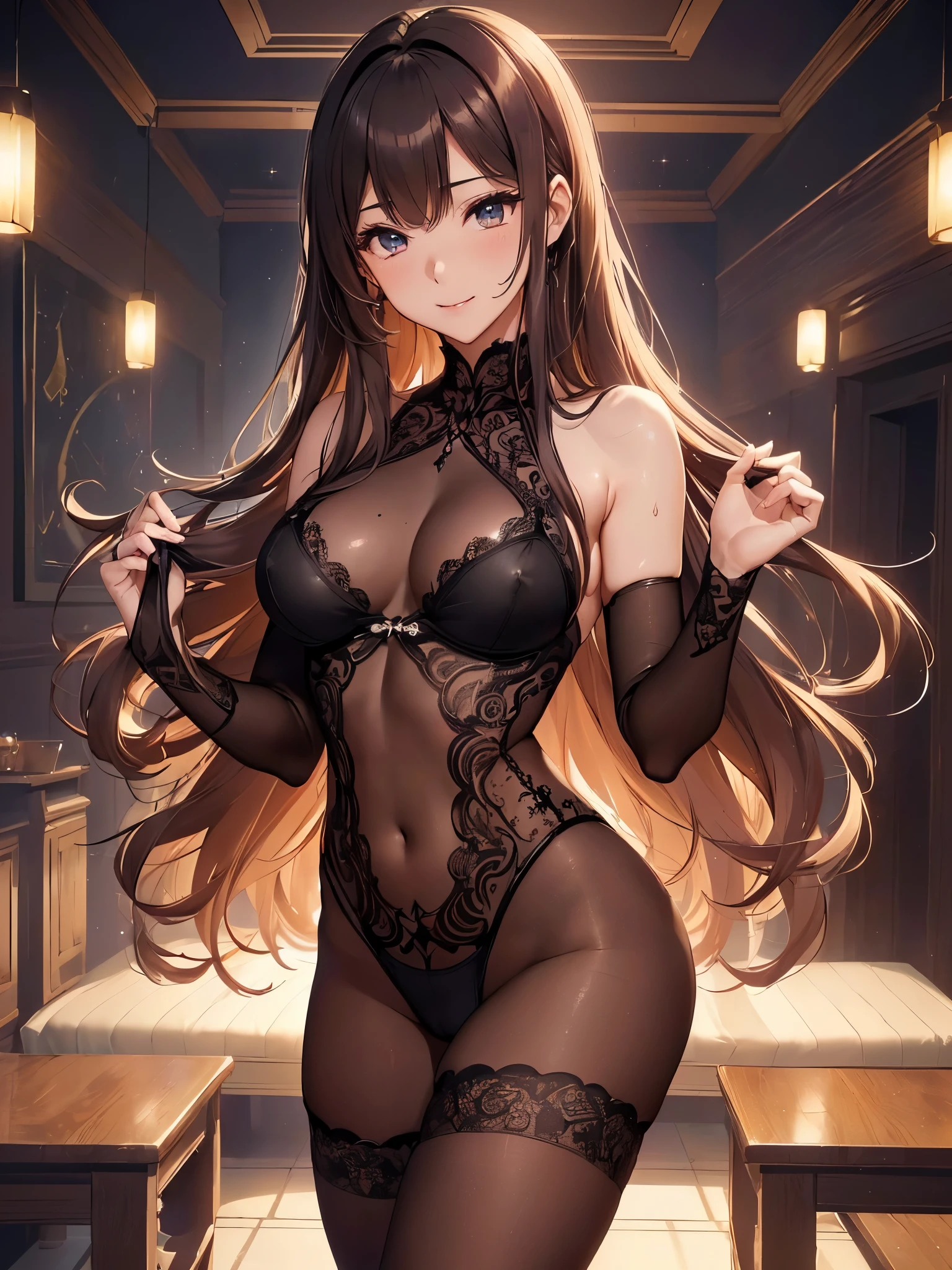 highest quality、Highest image quality、masterpiece、gravure shot、full body stockings、back view、seductive model pose、Super beautiful beauty((22 years old OL big bust、bust 100,beautiful long ironed hair、brown hair、slender、beautiful armpits、Close-up、Esbian、,beautiful high quality、beautiful art、)muste piece、visual art、Depth of the bounds written、night、、magic of light、、ハープのメロディー🎵friendly smile、gentle light、、skin-friendly、、ticker beautiful decorative、luxury hotel bedroom、美しい大都会のnight景、starry sky,elegant、mystical rosa、 、、friendly smile、black lingerie、black underwear、 body stocking. SM room、Beautiful eyes staring at us、Beautiful、beautiful hands、refreshing、Wrap your entire body in transparent body stockings、Black Body Stockings、femme fatale sexy shot,Full of confidence、hall々I am doing、
(gorgeous body stocking:1.3), (intricate lace:1.4), (see thorough:1.5), 、大きなbutt、Fujiko Mine、
、.UHD,cowboy shot1.9,trance parent body stocking1.5,full body stockings 1.8、Perfect full body stockings、beautiful back、butt、back view、detailed details、powerful、、panties、、.Approaching、1 nearby.8、、、Do not show bare skin、covered with stockings、cowboyshot.Sweat、beautiful skin、orgasm.ecstasy、super REALITY、model shot ,nsfw