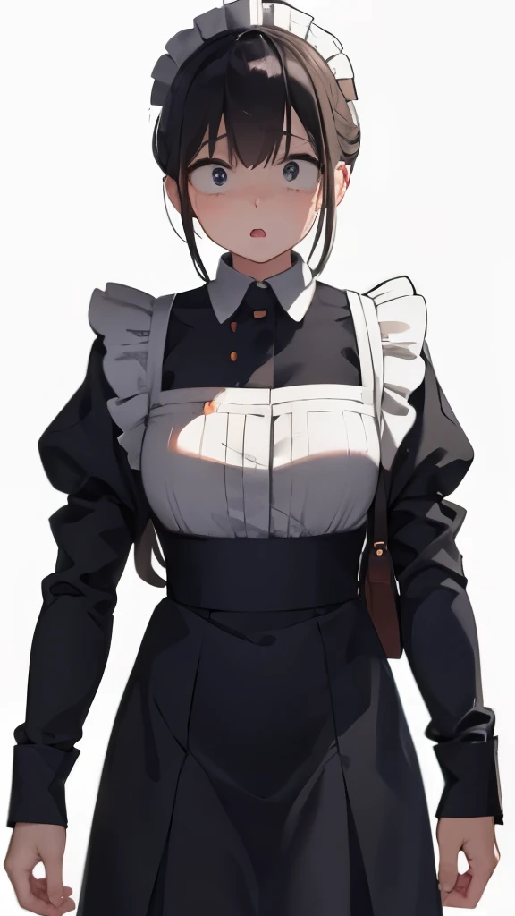 girl,cute,Maid clothes,surprised face,no background