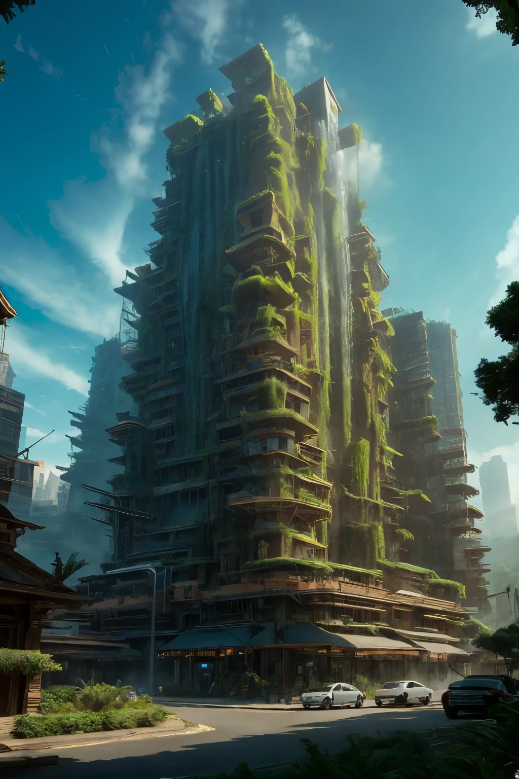 tanjoreAI a building tendrils skyscraper in (fleshland landscape) , high detail, high quality, soft light