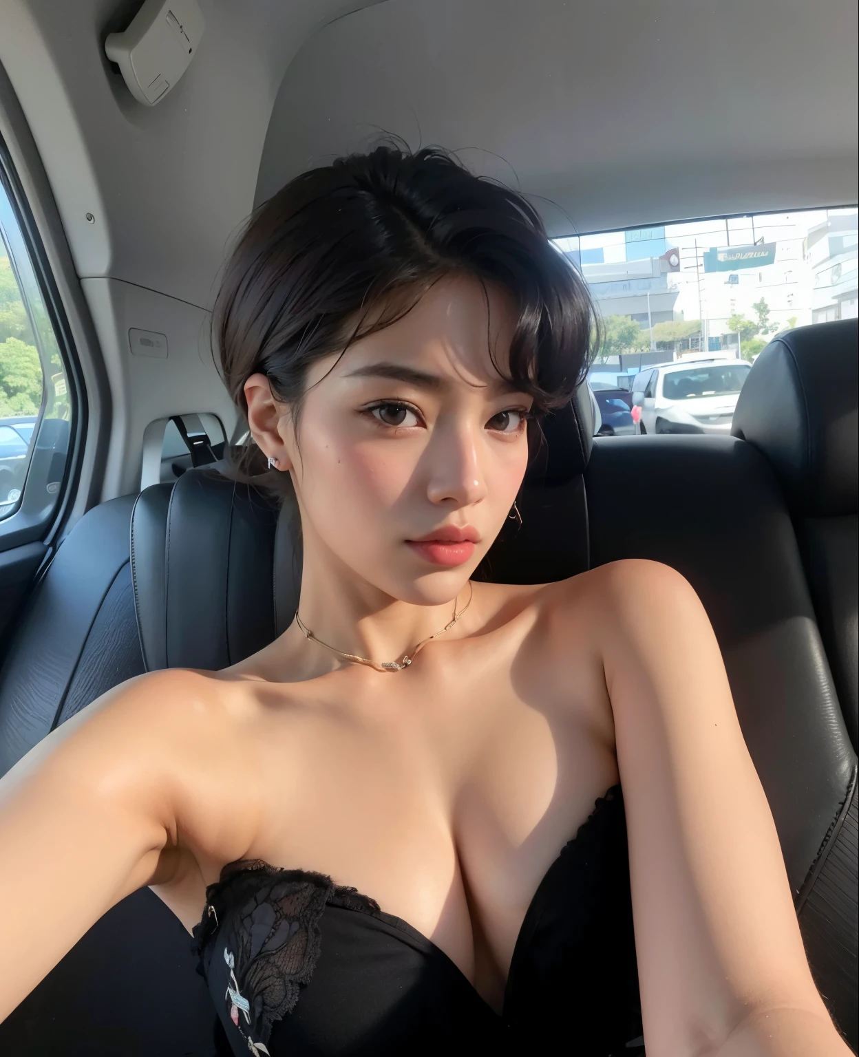 Arafa woman sitting in a car with a cell phone in her hand, jennie blackpink, Parque Roseanne do Blackpink, jossi do blackpink, she is wearing a black blouse, Heonhwa Choe, usando uma camiseta regata de corte baixo, taejune kim, Casa Yunjoo, linda mulher coreana jovem, Jinyoung Canela, Retrato de Jossi do Blackpink