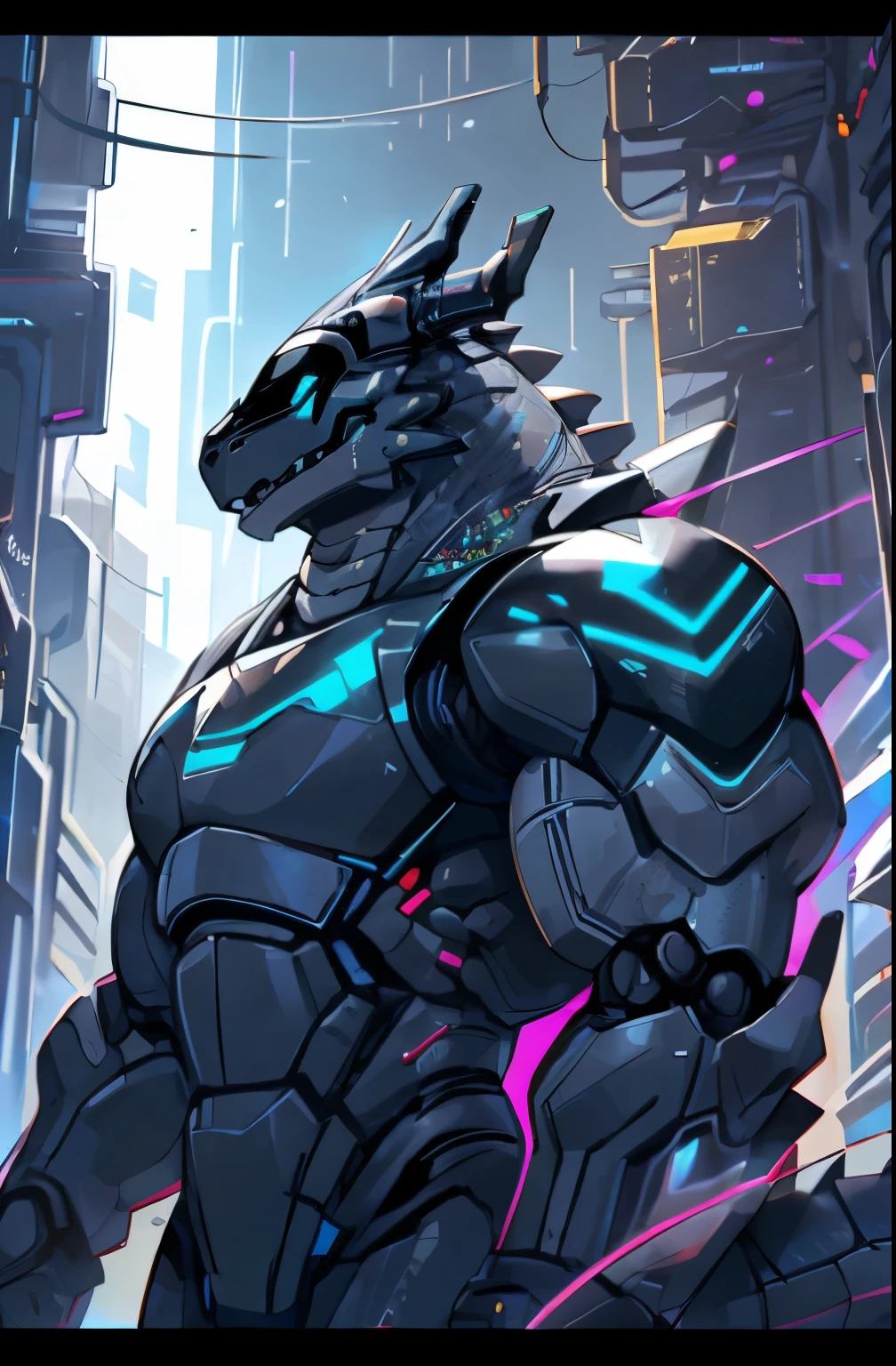 synth (vader-san), male, Muscular, Synthesizer (Mr. Vader), The robot, Cyblog, The robot, dragons, Silver Dragon, Robo Dragon, human lizard, Silver lizard, Robo Lizard, Cyber Cities, futuristic city, common size