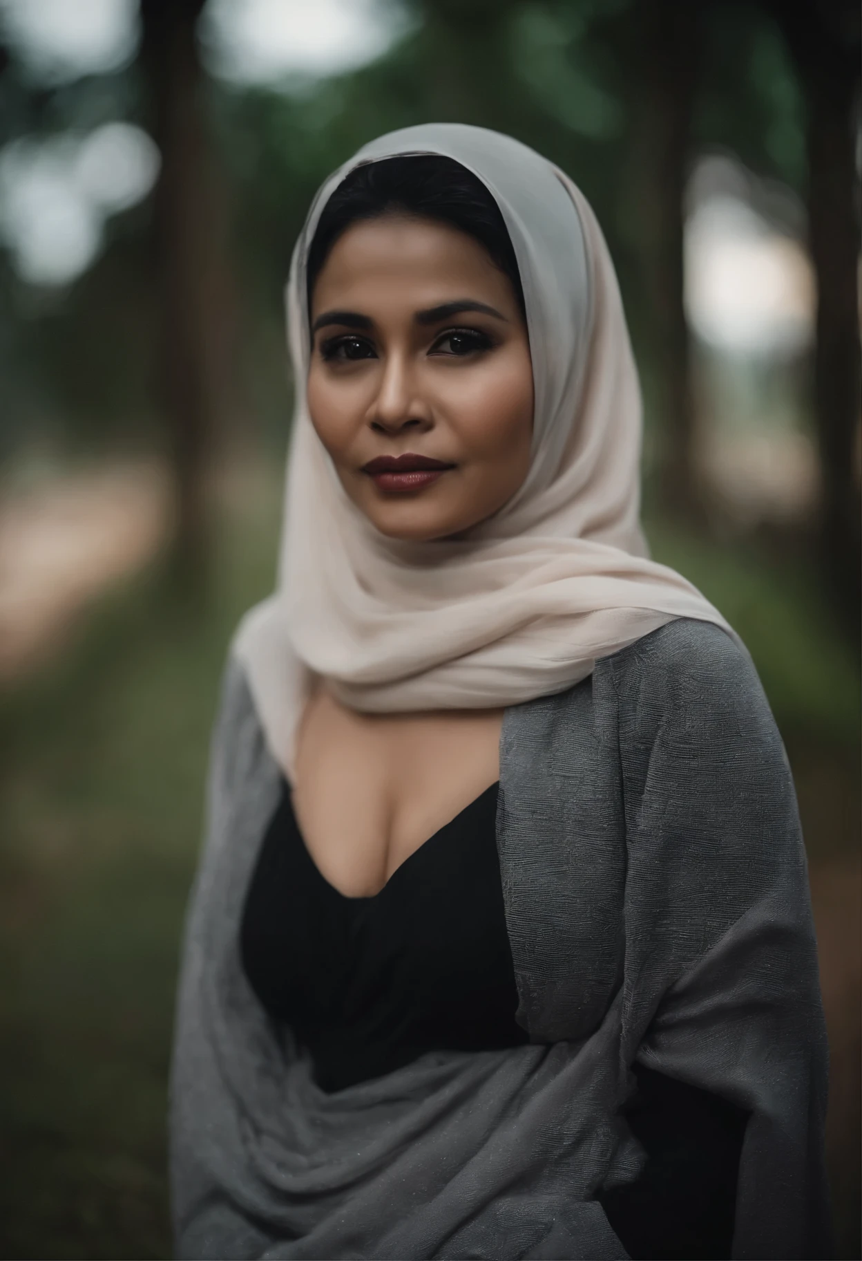 40 Years old, Indonesian mature woman, Hijab, perfect body, small breast, , small , : 96.9, gorgeous eyes, naked, nude, black nipple, Nightime walk, Excellent lightning, Light Colour. 8K, Raw, 