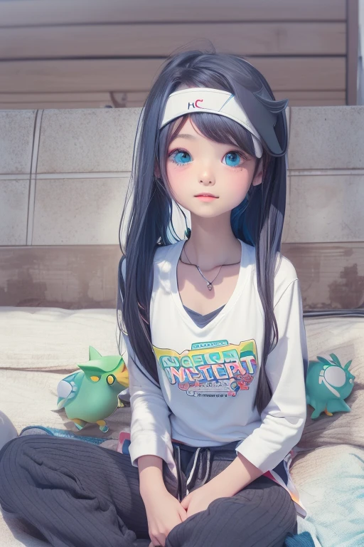 1 girl, alone, masterpiece, Highest_quality, photo shoot, looking at camera, young adult gardevoir, tired look, Pokemon, Pokemon (game), game freak, Nintendo, (porcelain skin), blue eyes, (black hair), (messy hair in ponytail), black cardigan, baggy t-shirt, black sweatpants, gen 3 Pokemon, Pokemon (living things), white skin, concrete background, leaning 