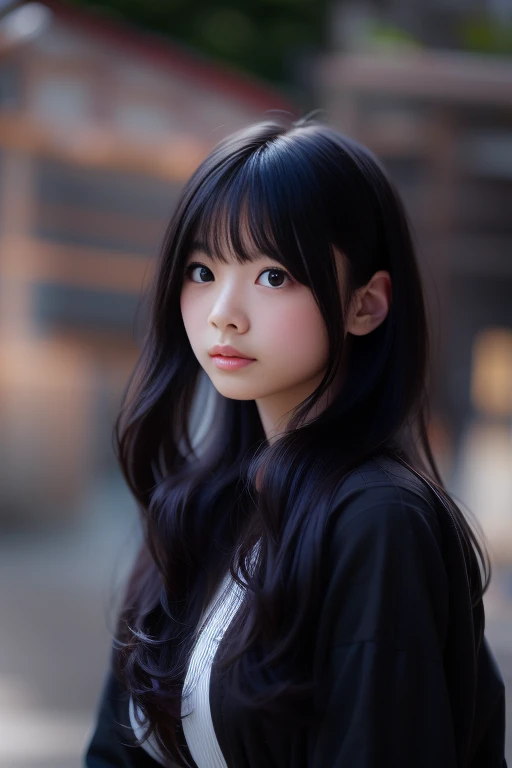 Best quality, focus on face, soft light, black hair, ((Japanese)), (blouse), (((front, face))), (depth of field), ultra high resolution, (realistic: 1.4) , RAW photo, upper body