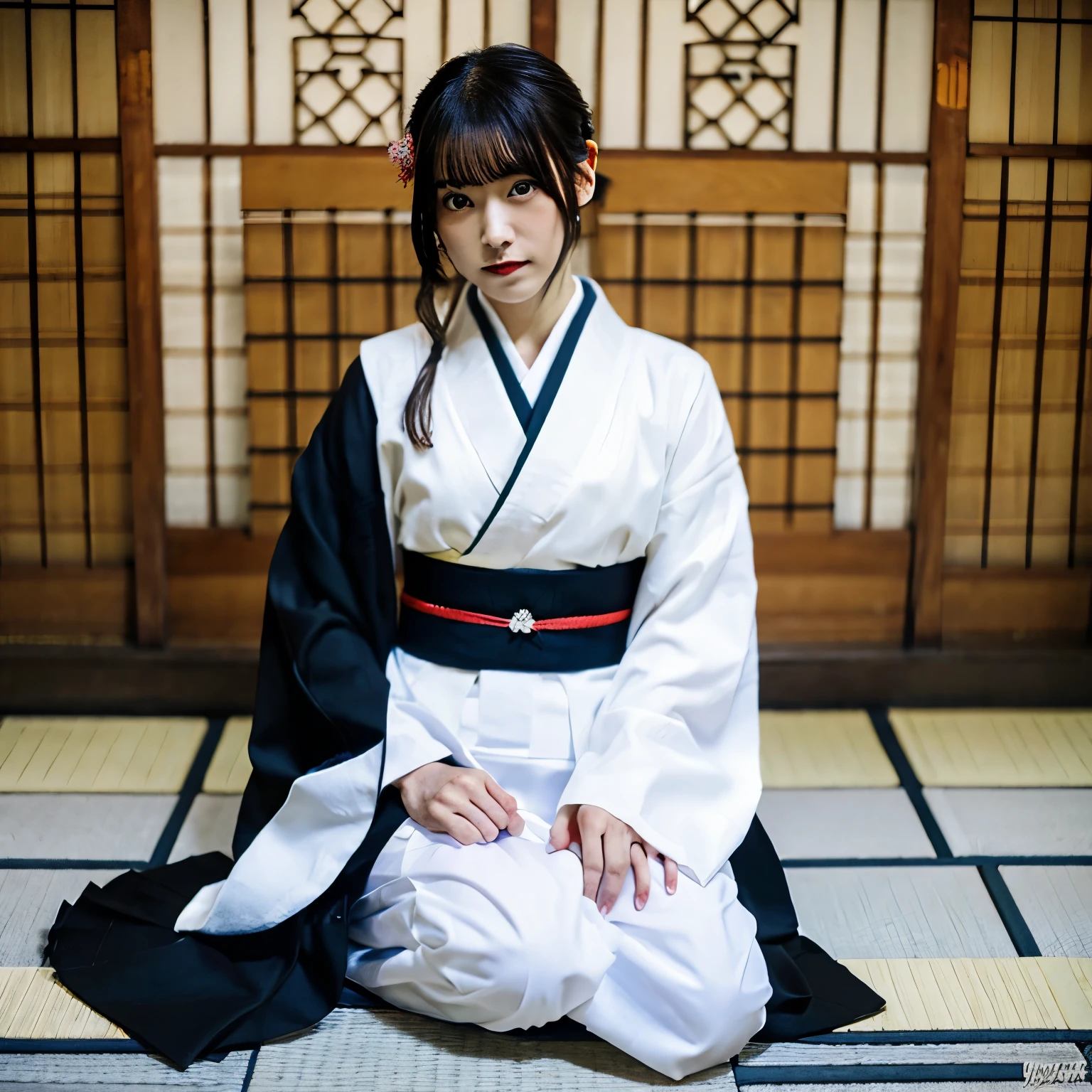 Japanese girl who was executed,tied up,Humiliated,full body portrait,Wear a kimono