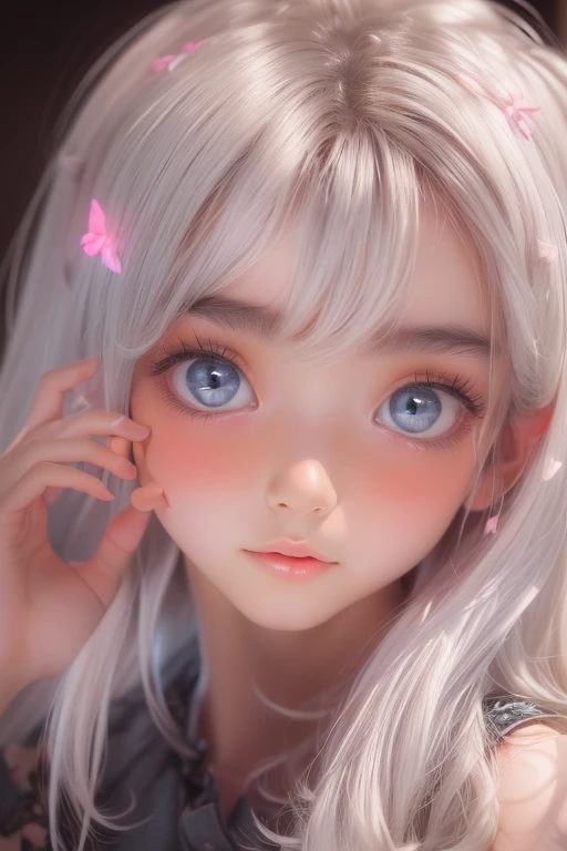 highest quality, realistic, 8K, High resolution, full color, 1 girl, woman, woman, (pupil, light in the eyes), detailed beautiful face,beautiful skin,looking at the viewer:1.8, (1 girl eyes looking at the viewer:1.55), Upper body NSFW