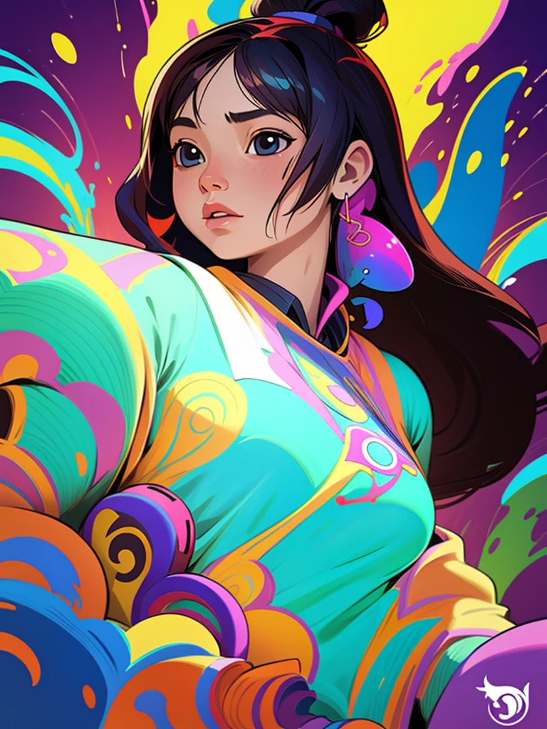 woman, line art, colorful and exotic flowing hair, intricat detailed, cartoon, comic book ink pen, black, vector for t-shirt, detailed image, delicate, beautiful, high resolution Hyperrealistic, splash art, concept art, mid shot, intricately detailed, color depth, dramatic, 2/3 face angle, side light, colorful background