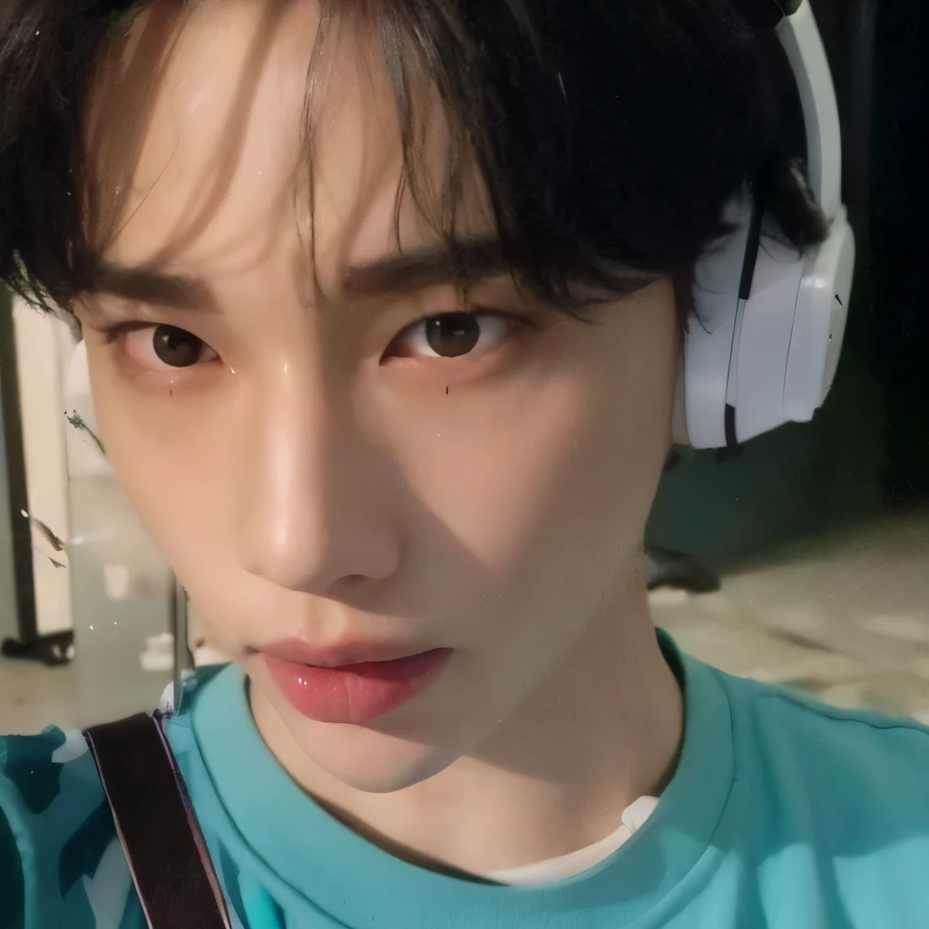 there is a man with headphones on his head looking at the camera, Kim Doyoung, taejune kim, profile picture with headshot, Jinyoung Shin, Yanjun Chengt, hyung tae, Hsiao-ron, Hong junho hyung, Jung Jaehyun, taken at the beginning of 2020, sfw, Ulzzang masculino, Heise Jinyao, handsome androgynous prince, Hyunjin, Hwang Hyunjin.