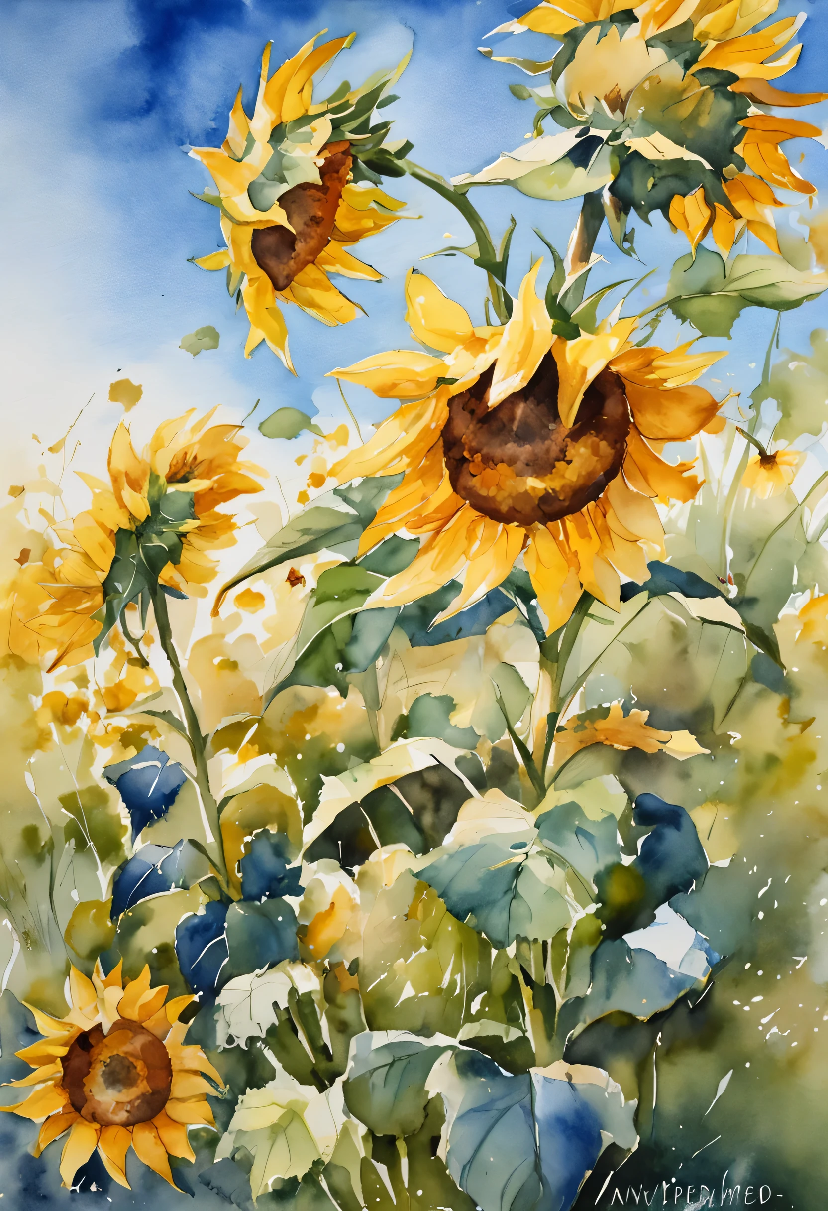 clear blue sky,A field of sunflowers、Unreal Engine 5, cinematic, low angle photo, motion blur, depth of field, Perfect color grading. Super detailed, beautiful, Extremely detailed, intricate details, editorial photography, Shot with a 50mm lens, depth of field, tilt blur, Shutter speed 1/1000, F/22. lightmap, super bright
