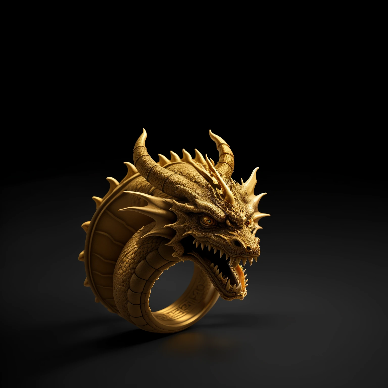 masterpiece, best quality, octane render, hdr,
no humans, simple background, black background, grey background, depth of field, gradient background,
(ring), gold, intricate detail, Dragon on ring, (Dragon body),