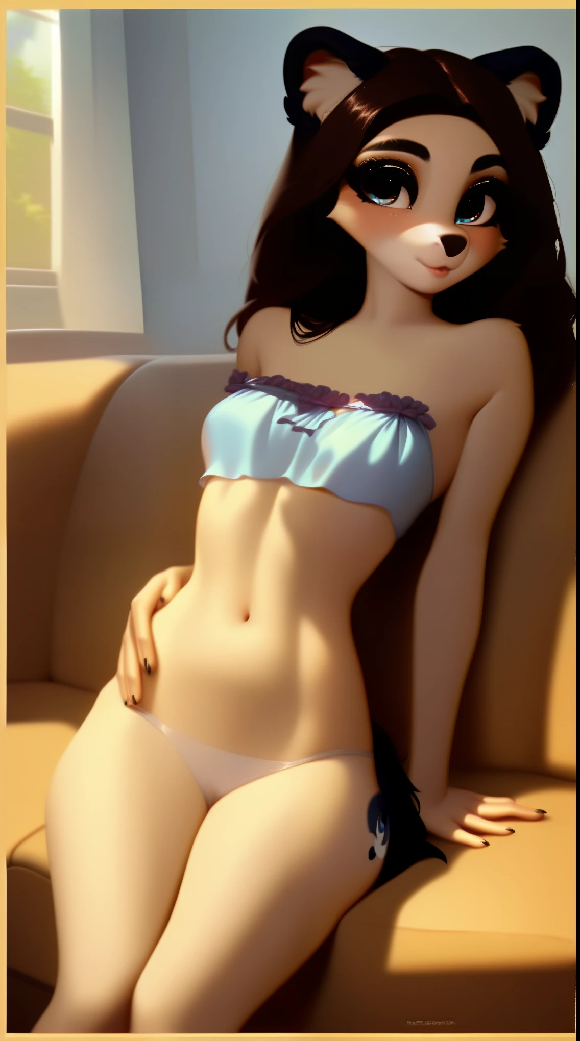(score_9), (source_ derpibooru_p_95),m, ((cute age anthro border Collie :1.1)), (cute shoulderless sun dress), blushing, teen, cute look, solo, anatomically correct, flat chest , high res, extremely detailed, adorable, ribs, hip bones, living room, 1girl, absurd resolution, sunlight, cute nose, cute snout, realistic hair, fluffy ears, skinny waist,