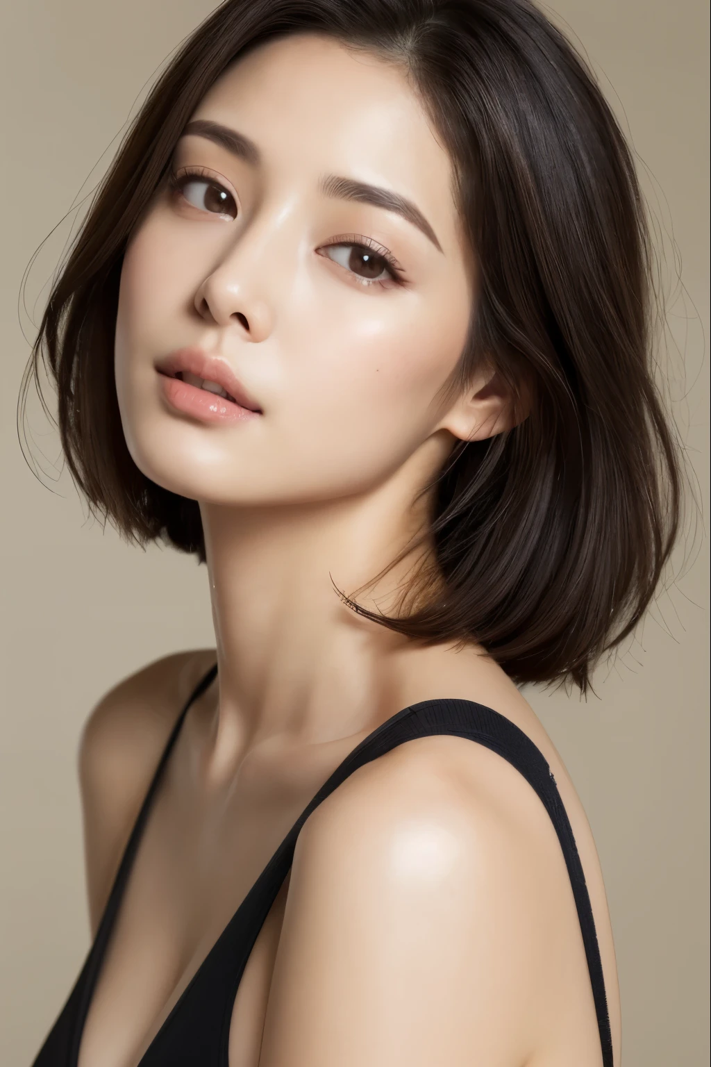 (masuter piece:1.3)、(8K、Photorealsitic、Raw photography、top-quality: 1.4)、(1girl in)、Very beautiful face、Very beautiful face、Very beautiful face、(Very realistic face)、(A dark-haired、short-hair:1.3)、Very beautiful hairstyle、Very realistic eyes、Very beautiful details、(Very realistic skin)、Very beautiful skin、(Underwear)、absurderes、Very attractive、超A high resolution、A hyper-realistic、high-detail、the golden ratio、the golden ratio、the golden ratio、Beauty、Beauty、Beauty。