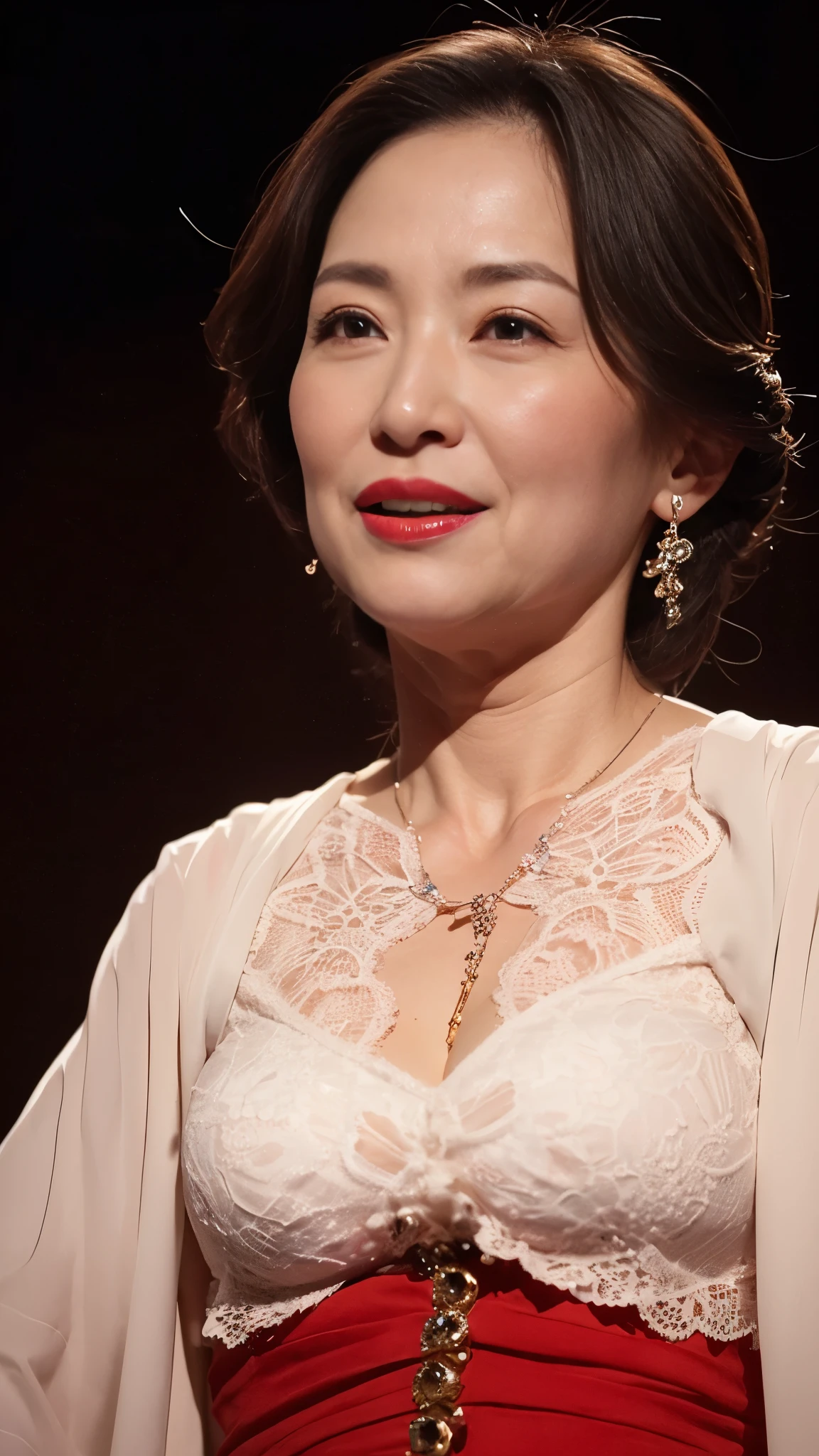 Fractal Art, gravure, look forward to, ((Wearing a dog collar)), slave, Flashy makeup, From the chest up, masterpiece, Highest quality, Very detailed, Realistic, Very detailed肌, Perfect Anatomy, (1 Japanese Mature), (alone), 120 years old, Big Breasts, Mature female politician, Glamour, sexy, Chromo White Skin, View your audience,